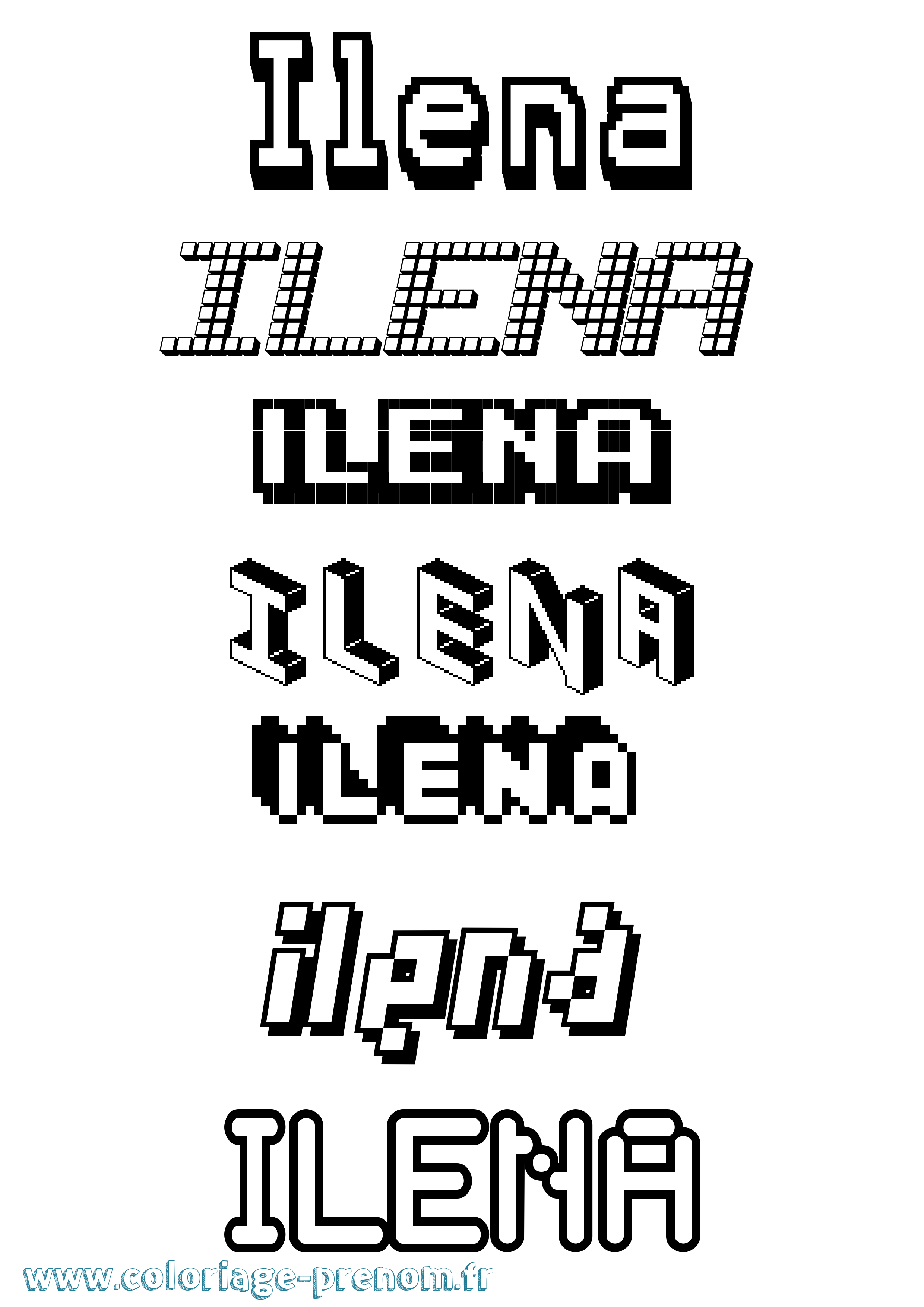 Coloriage Ilena Pixel Coloriage prénom Ilena Pixel