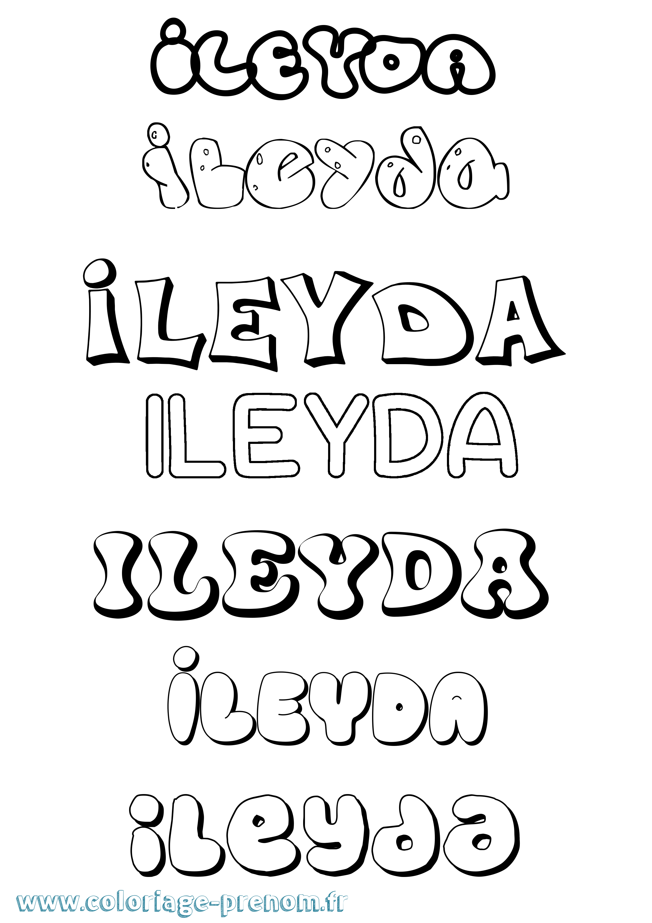 Coloriage Ileyda Bubble Coloriage prénom Ileyda Bubble