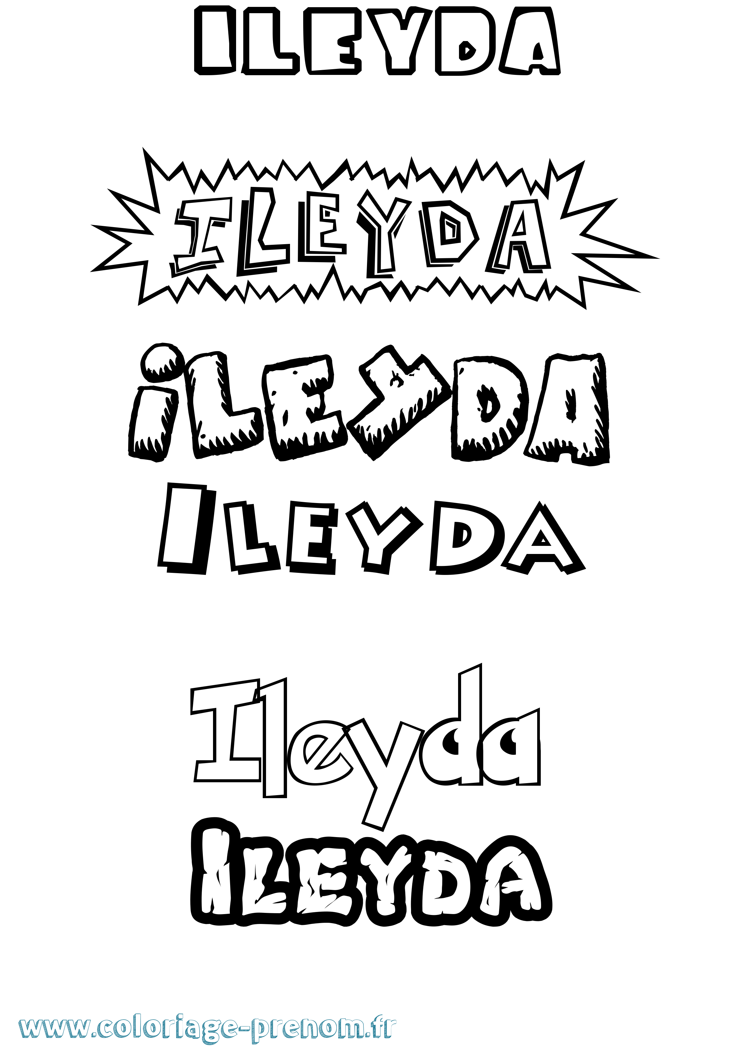 Coloriage Ileyda Dessin Animé Coloriage prénom Ileyda Dessin Animé