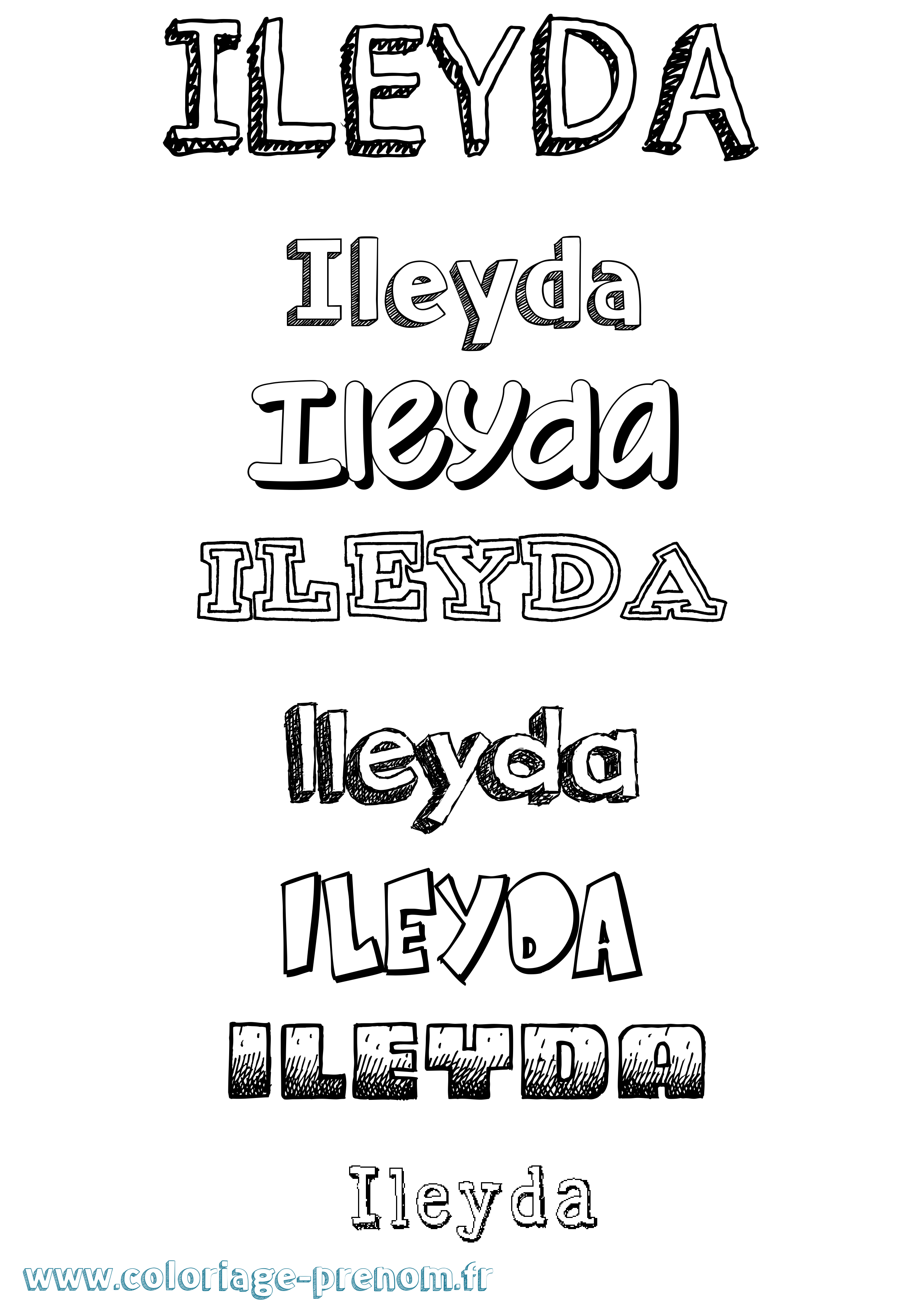 Coloriage Ileyda Dessiné Coloriage prénom Ileyda Dessiné
