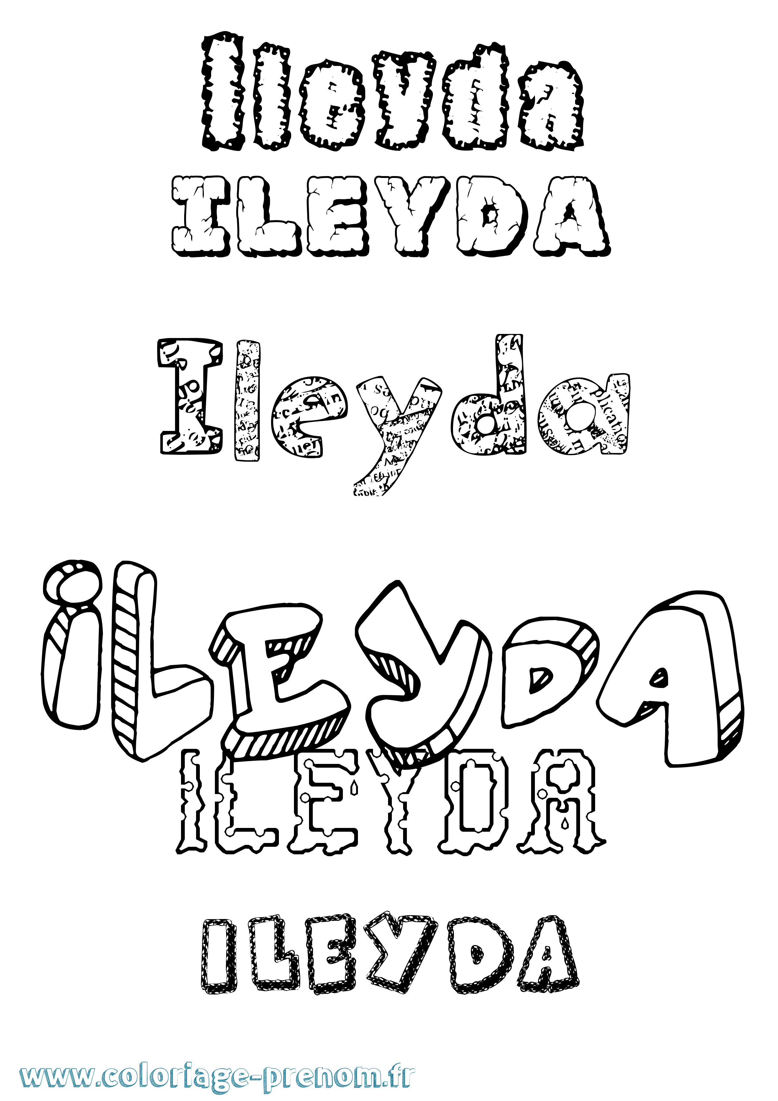 Coloriage Ileyda Destructuré Coloriage prénom Ileyda Destructuré