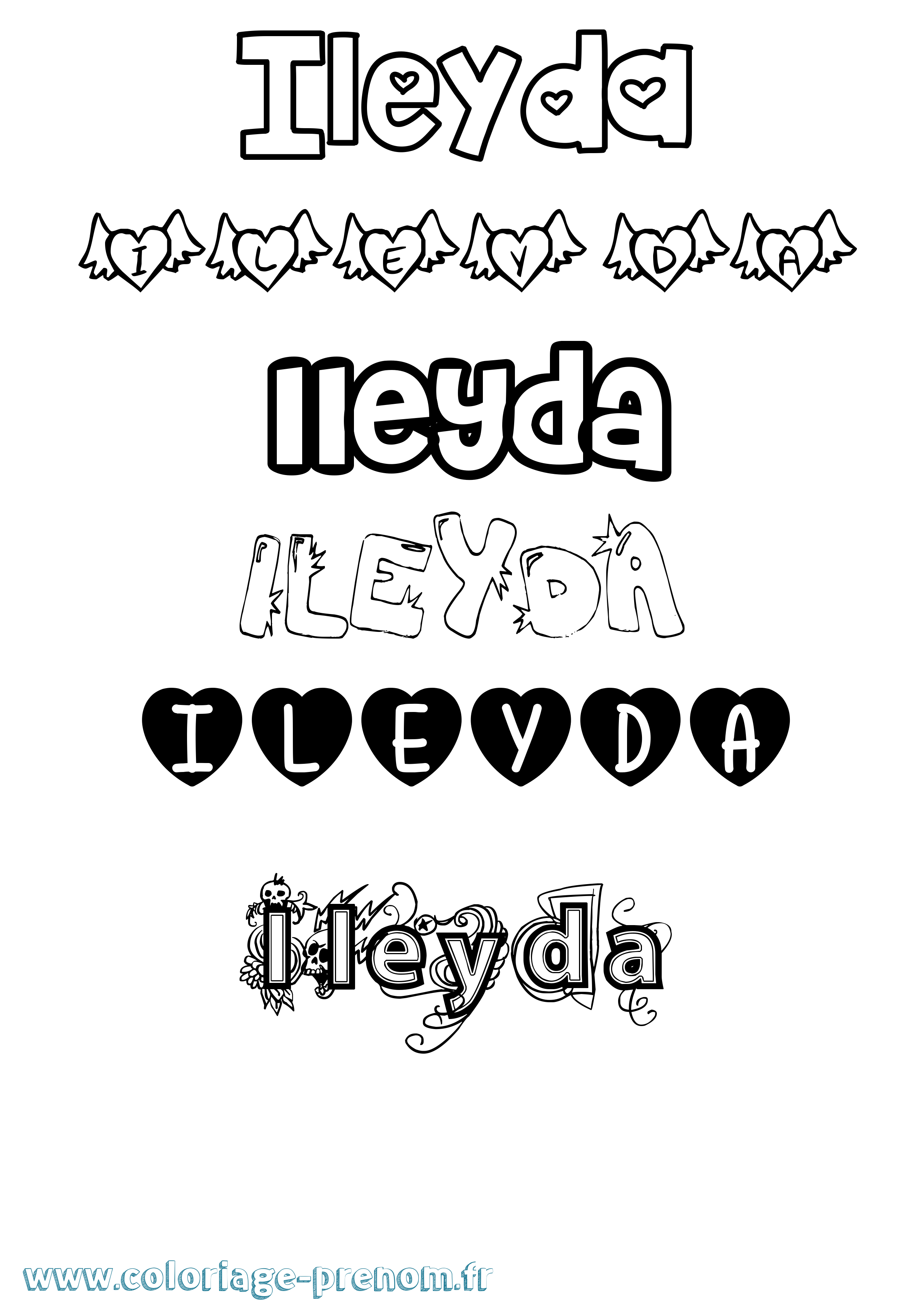 Coloriage Ileyda Girly Coloriage prénom Ileyda Girly