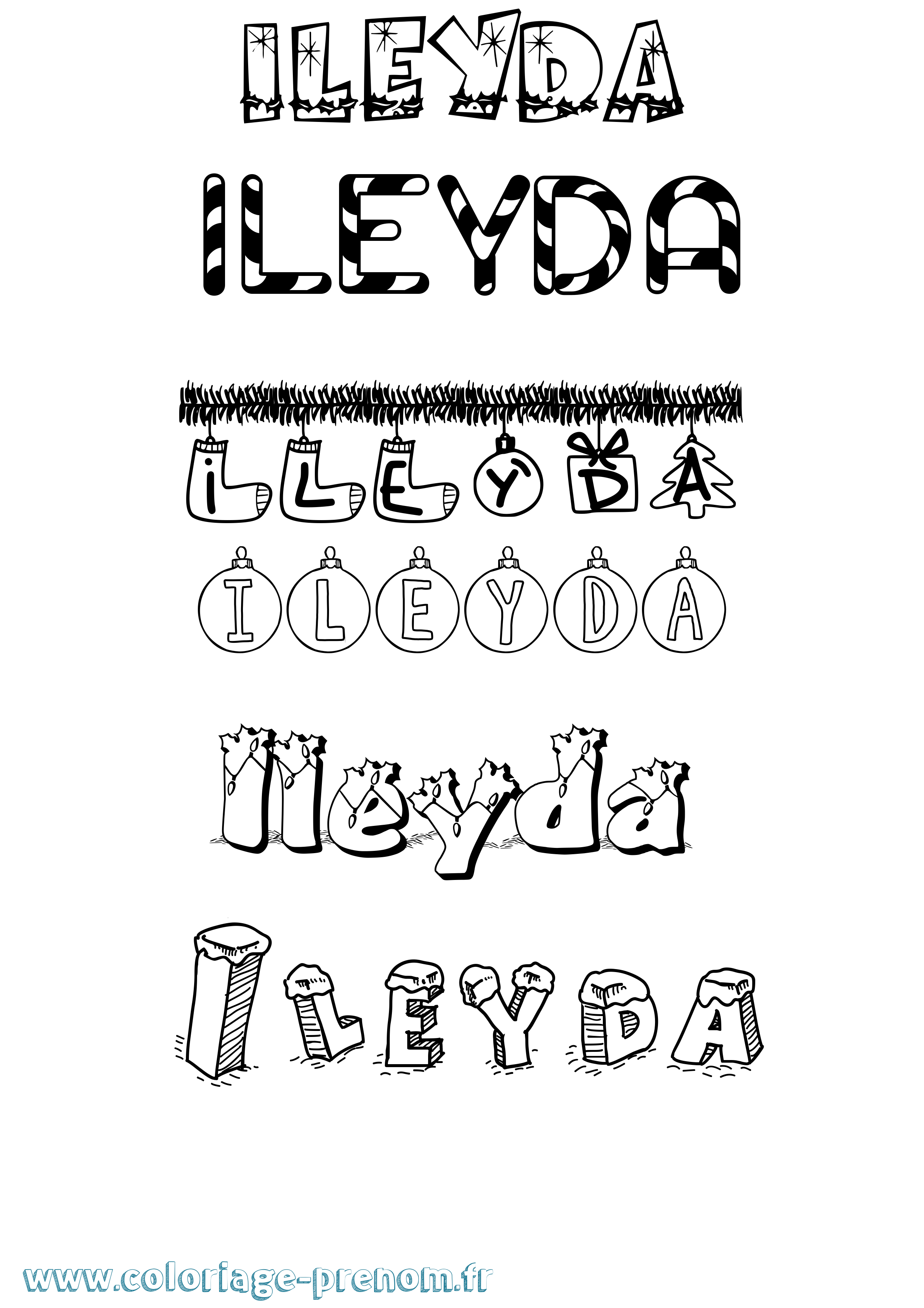 Coloriage Ileyda Noël Coloriage prénom Ileyda Noël