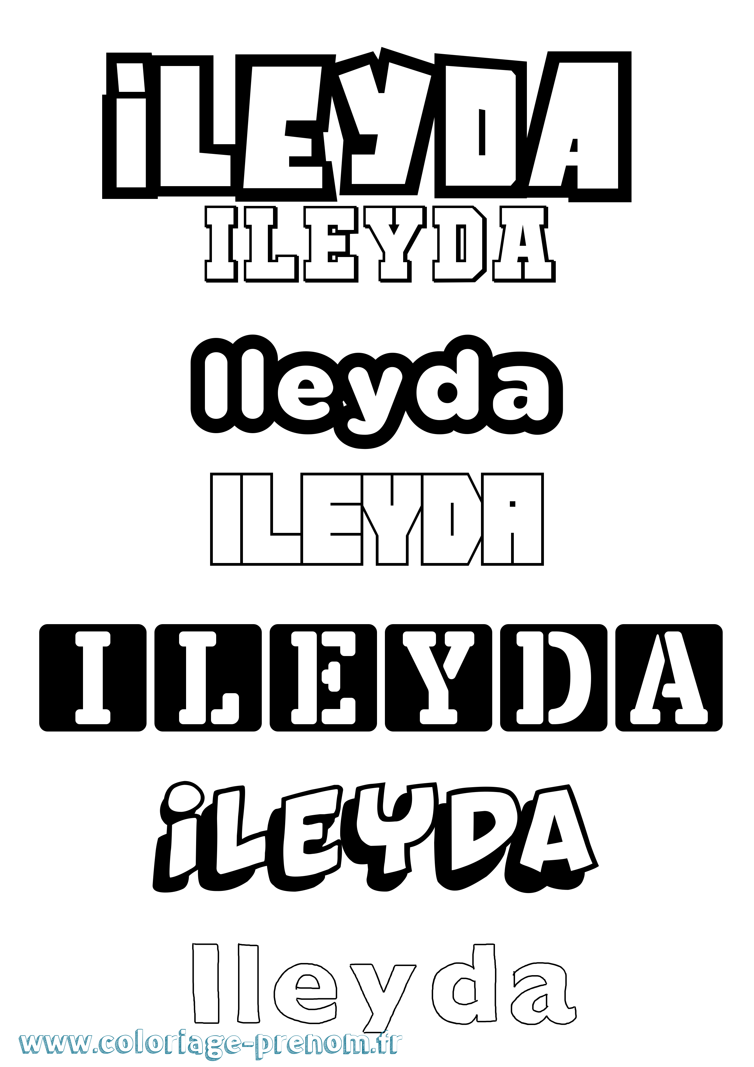 Coloriage Ileyda Simple Coloriage prénom Ileyda Simple