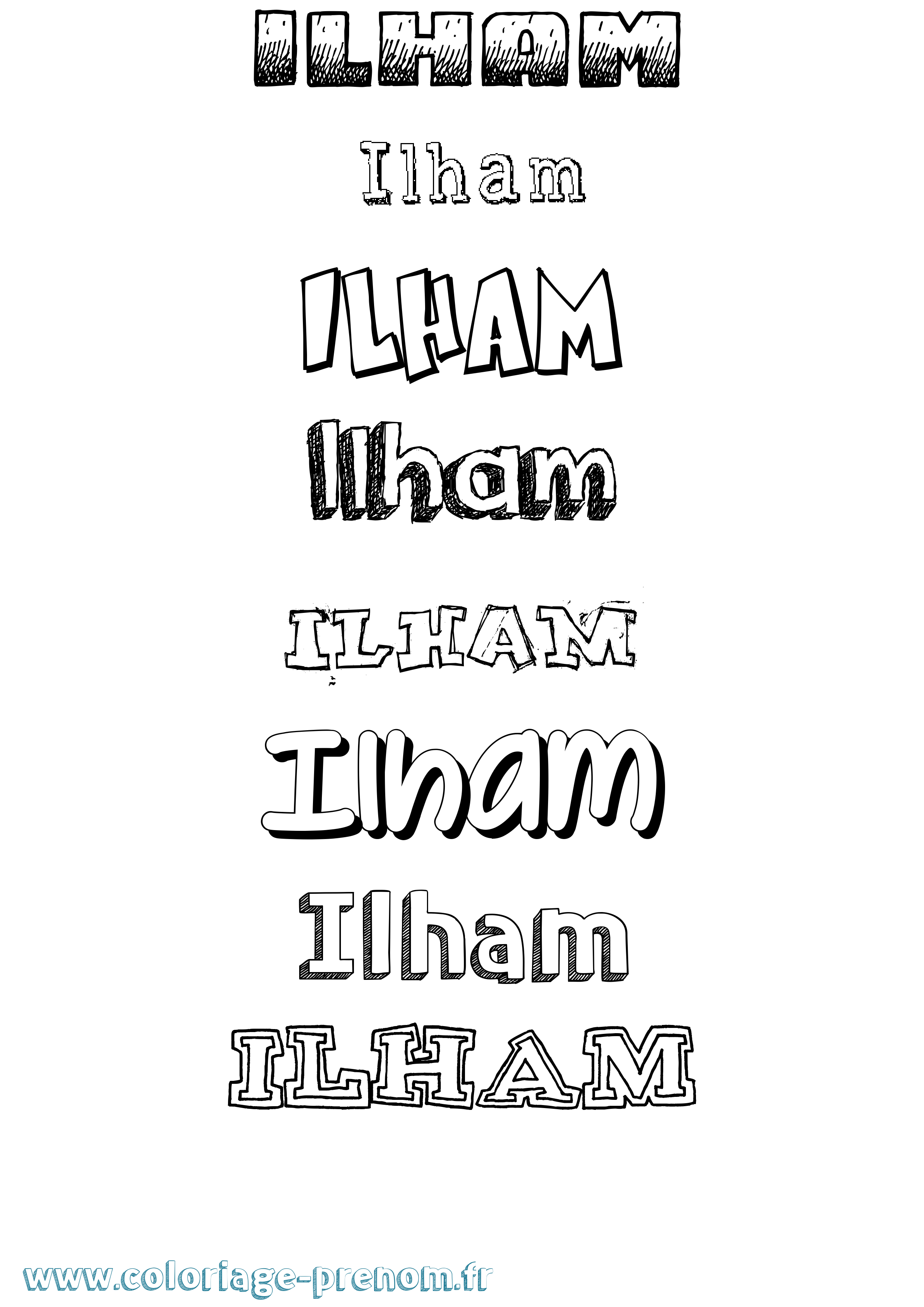 Coloriage Ilham Dessiné Coloriage prénom Ilham Dessiné