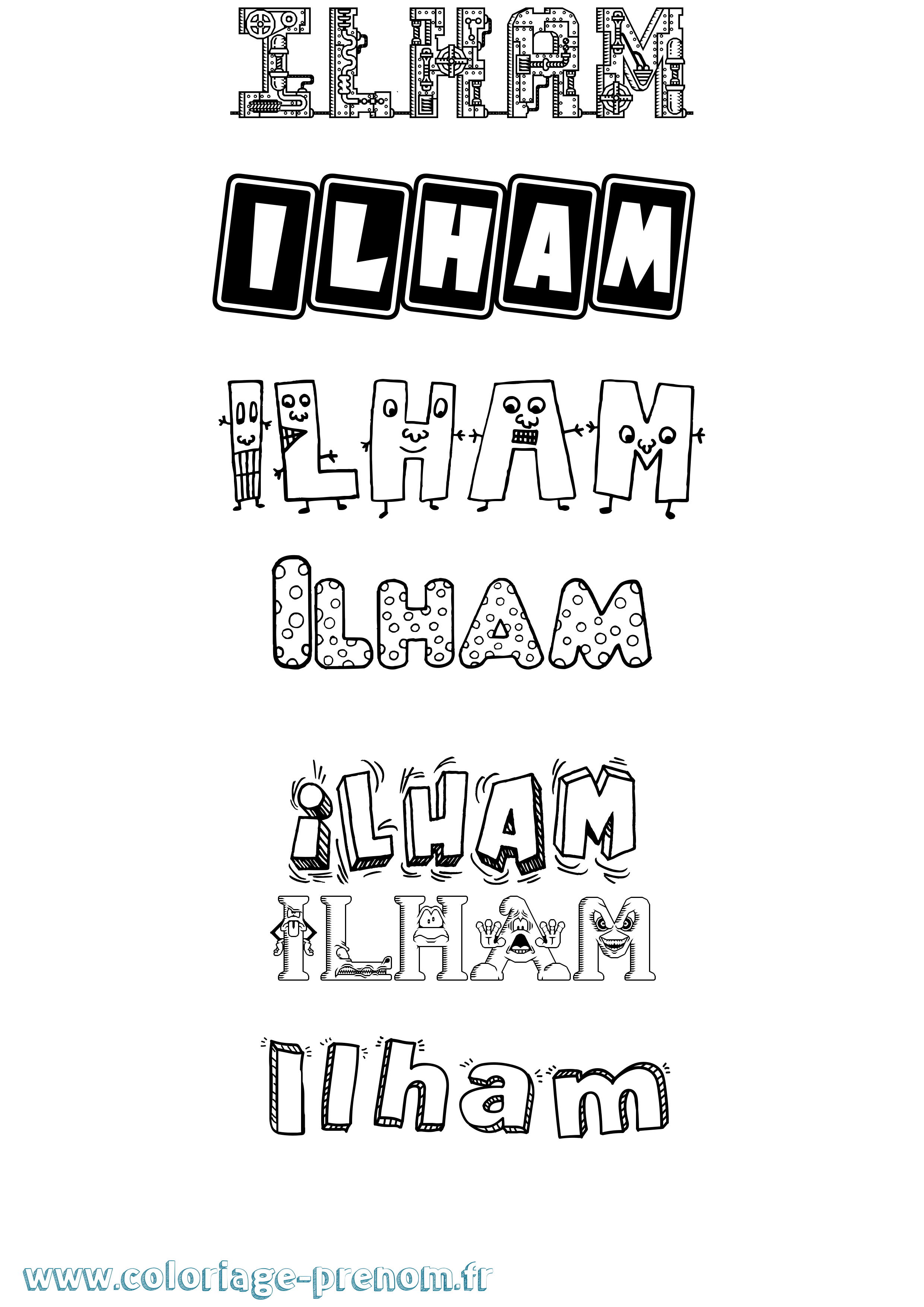 Coloriage Ilham Fun Coloriage prénom Ilham Fun