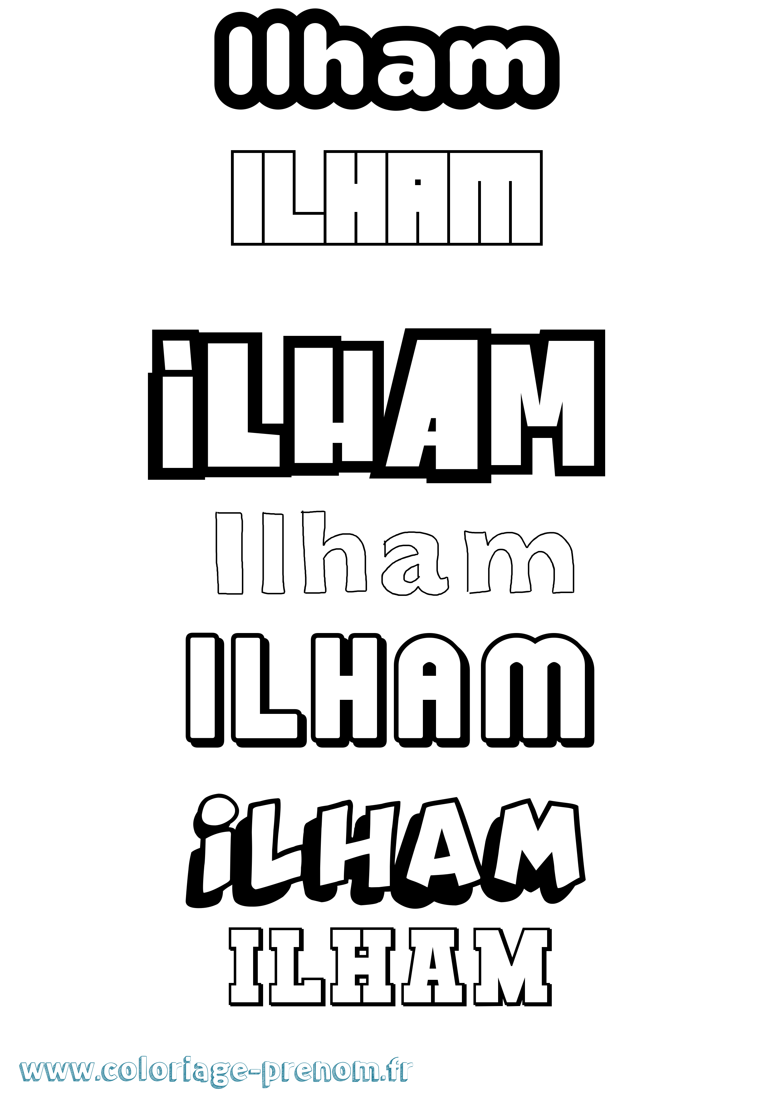 Coloriage Ilham Simple Coloriage prénom Ilham Simple