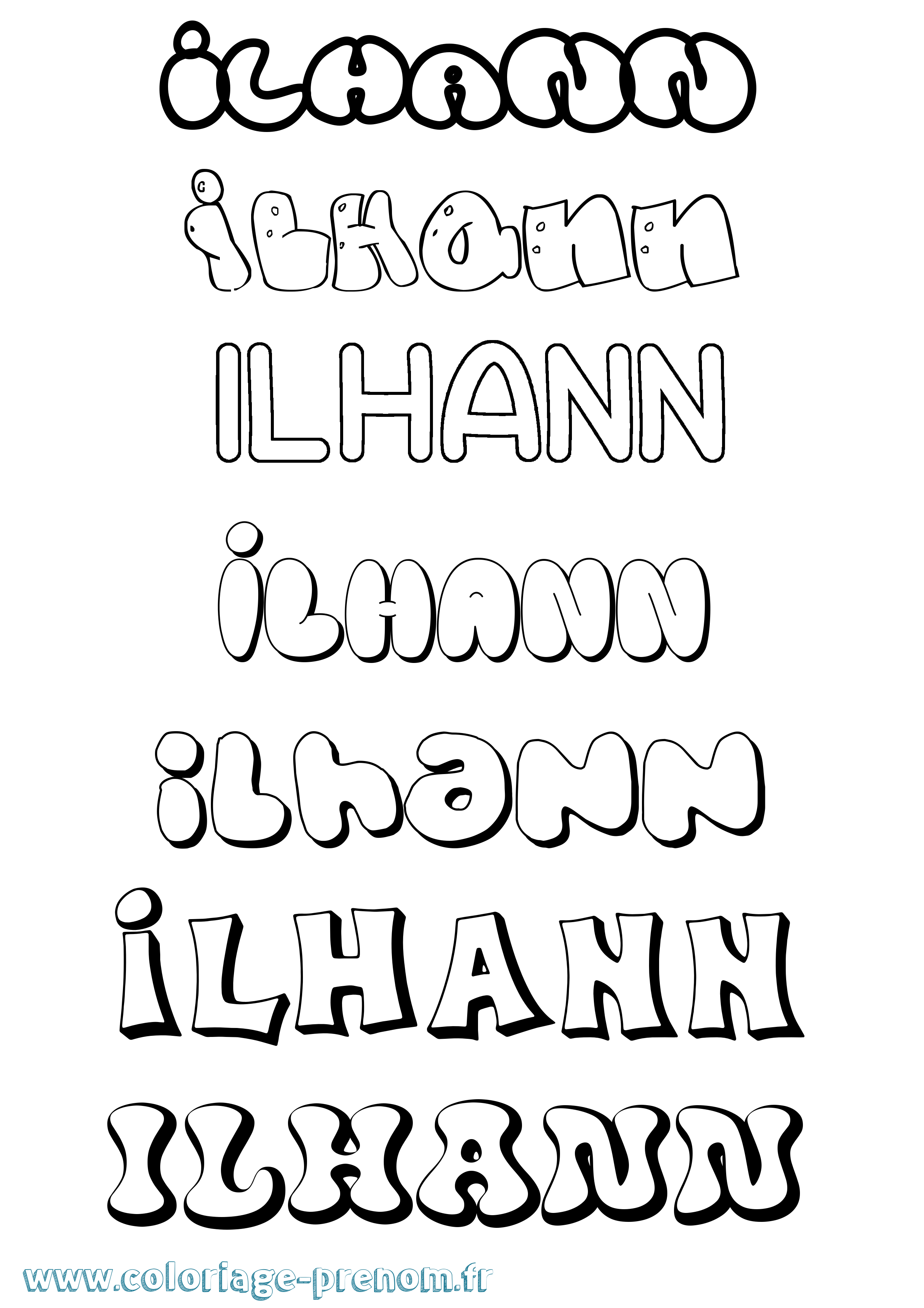 Coloriage Ilhann Bubble Coloriage prénom Ilhann Bubble