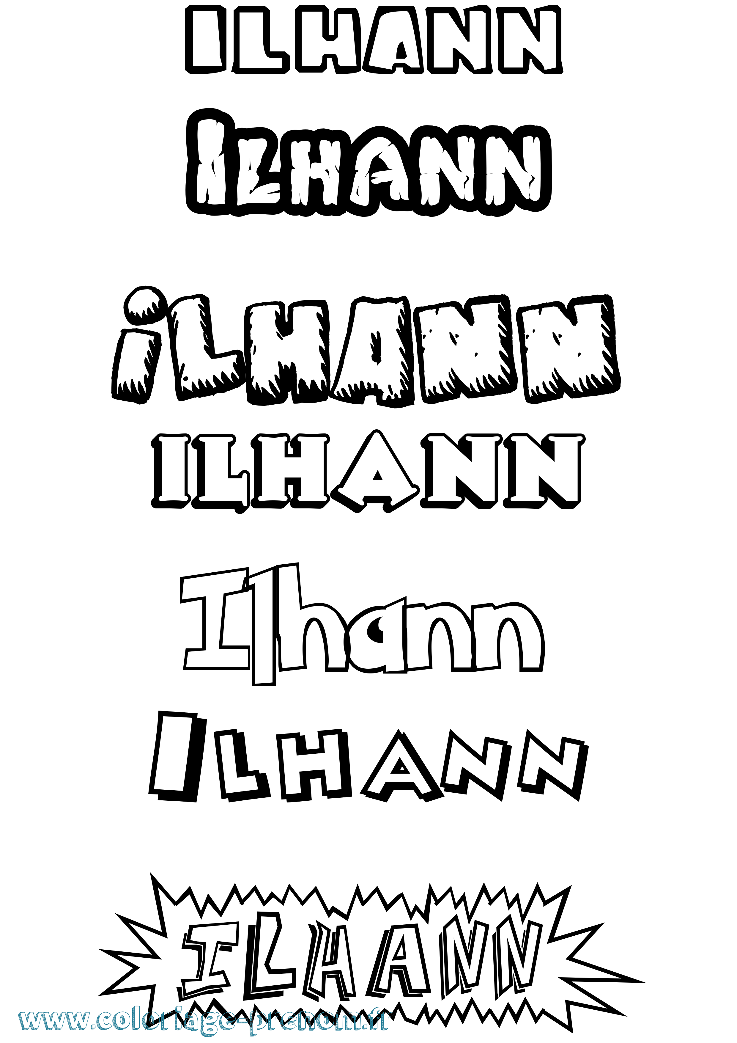 Coloriage Ilhann Dessin Animé Coloriage prénom Ilhann Dessin Animé