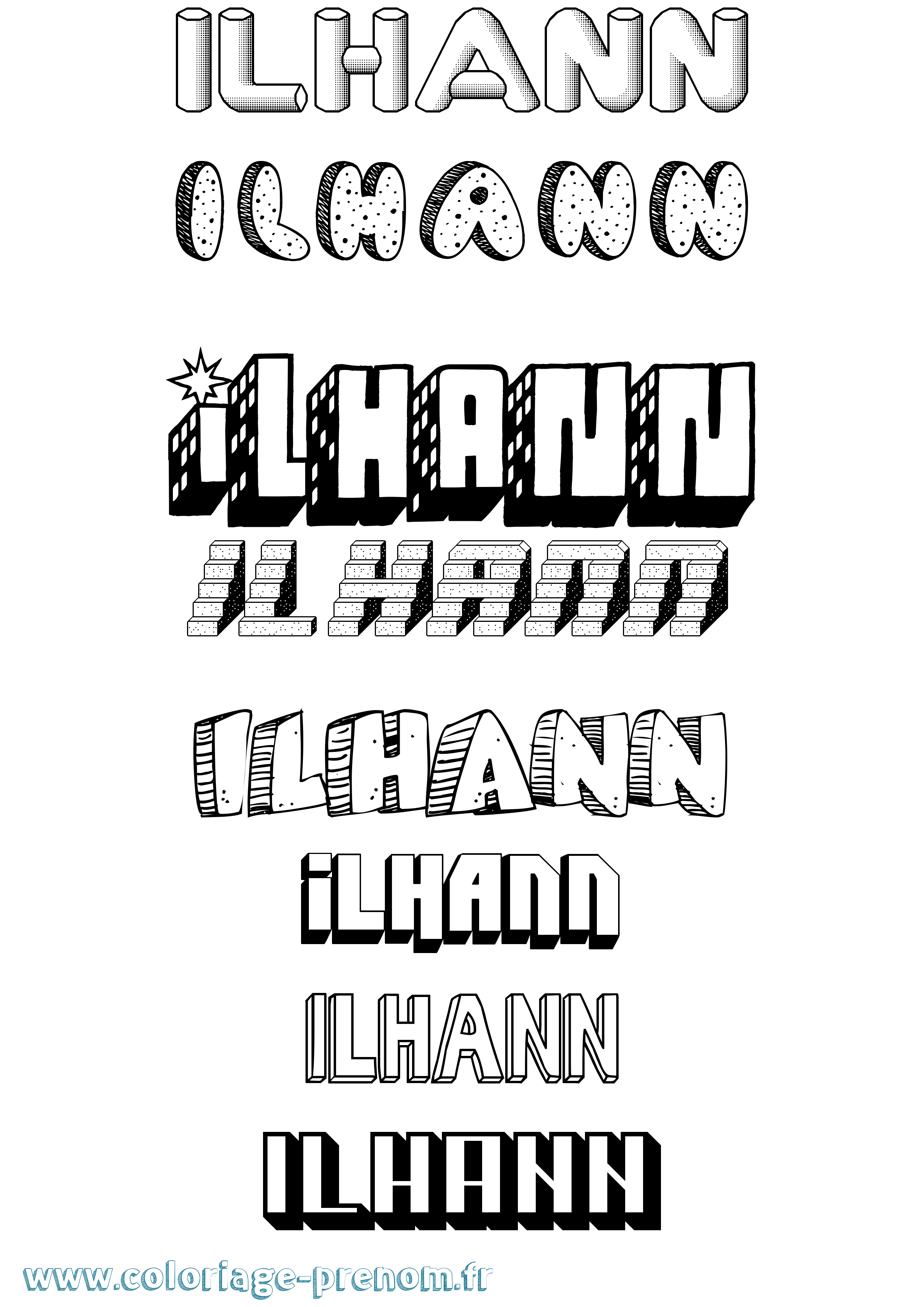 Coloriage Ilhann Effet 3D Coloriage prénom Ilhann Effet 3D