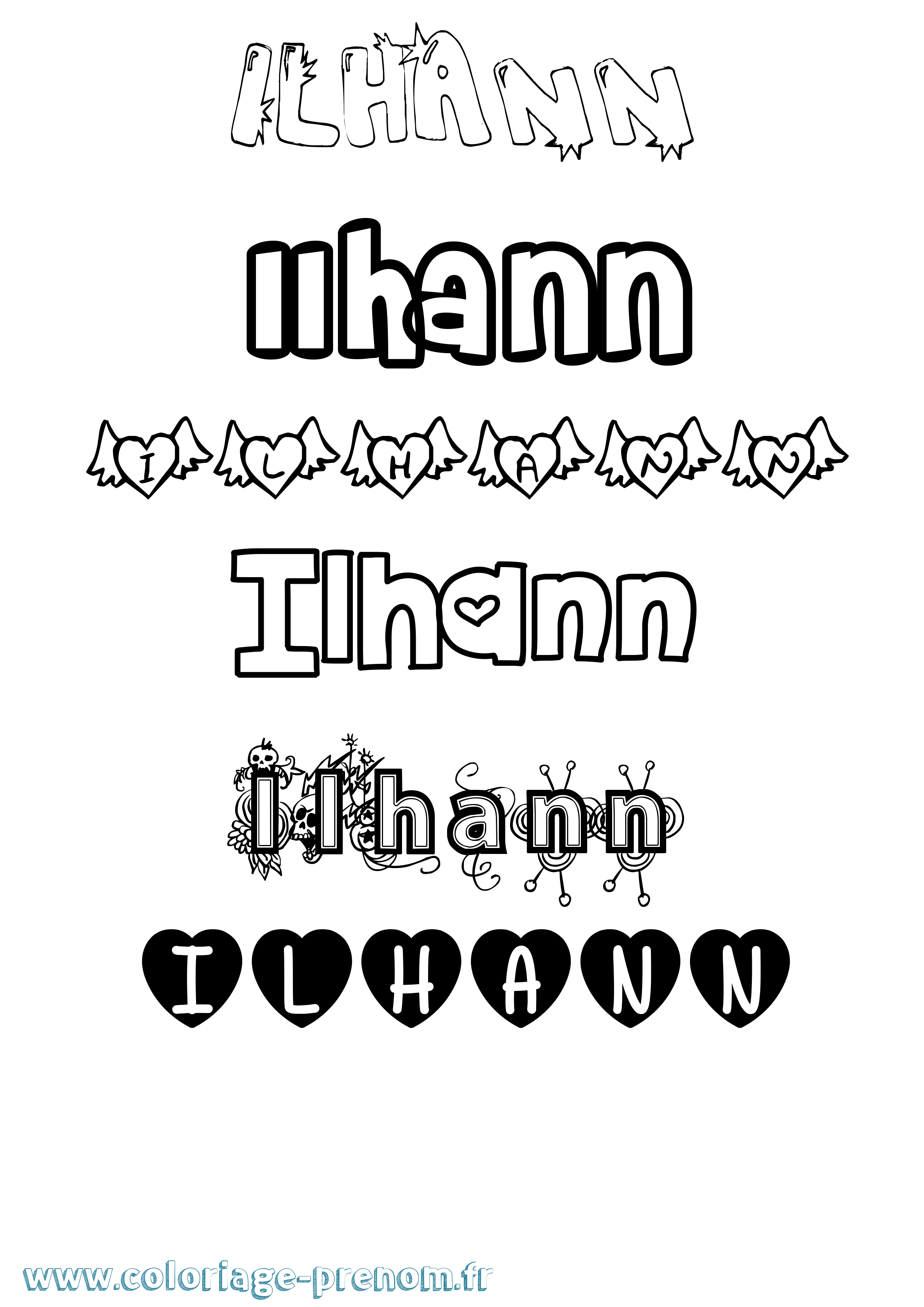 Coloriage Ilhann Girly Coloriage prénom Ilhann Girly