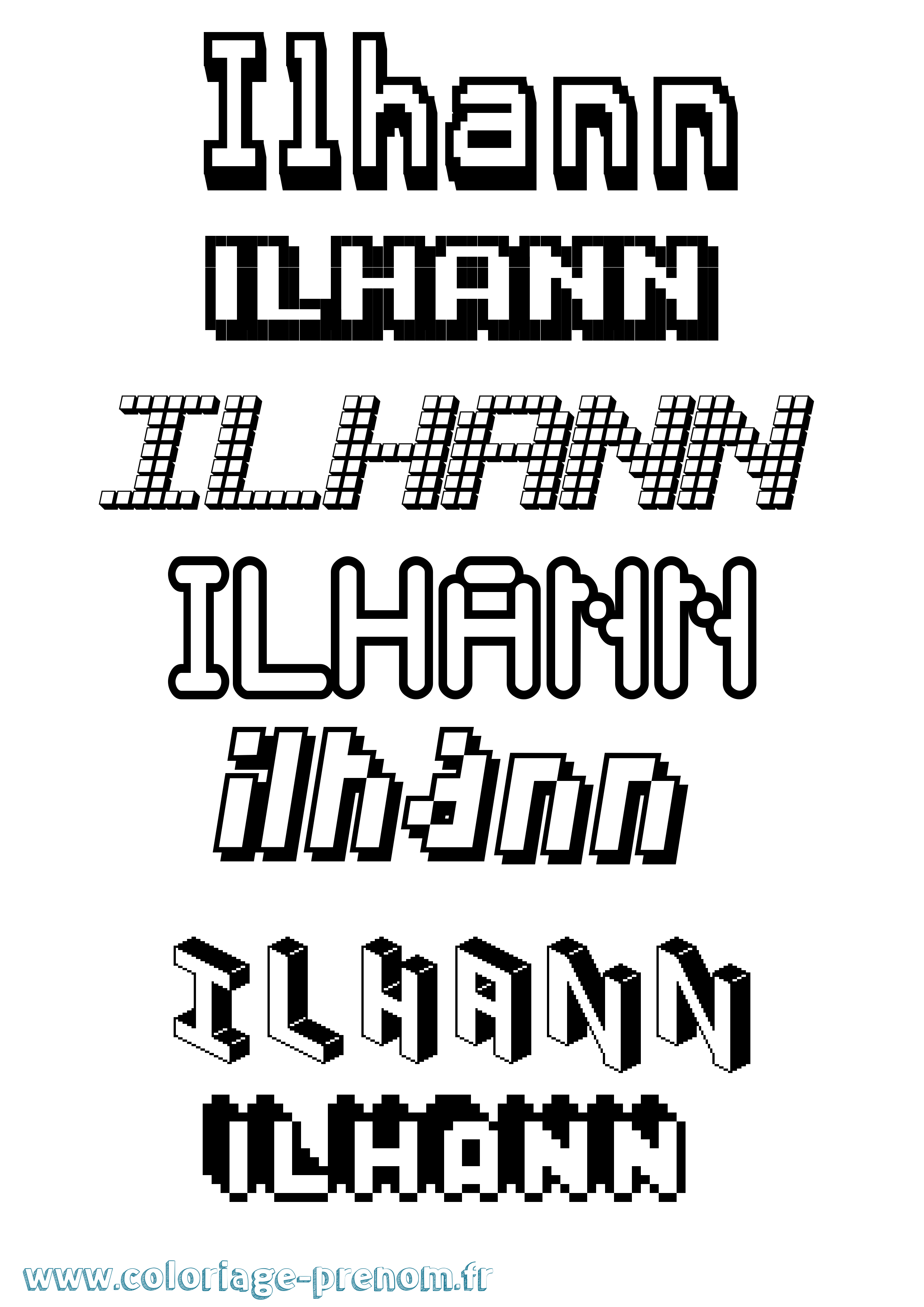 Coloriage Ilhann Pixel Coloriage prénom Ilhann Pixel