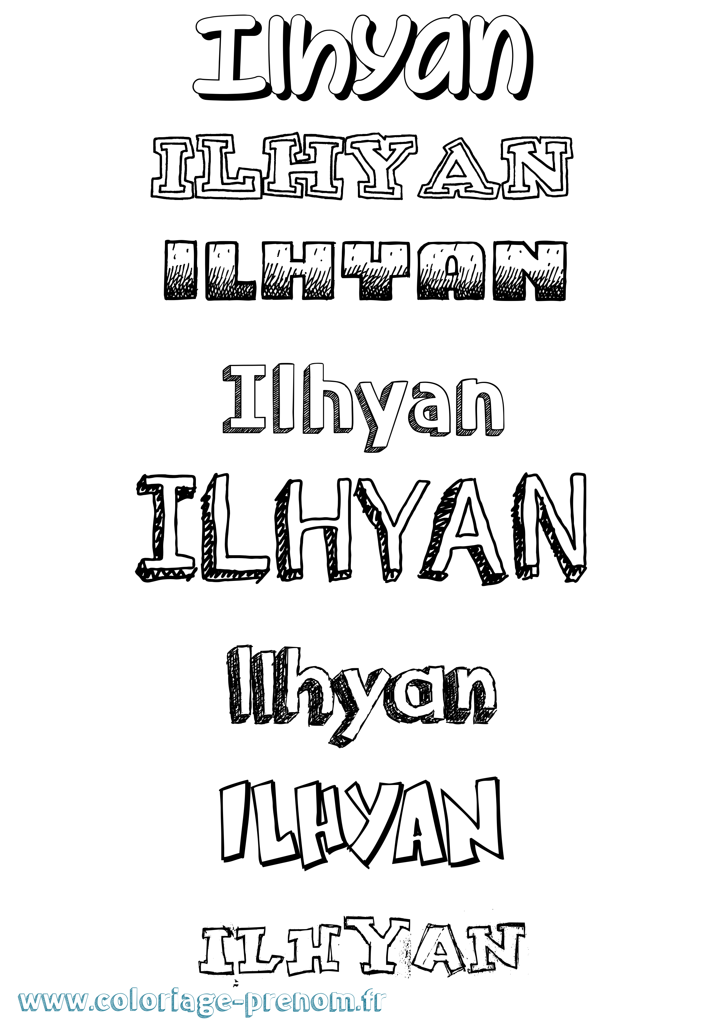 Coloriage Ilhyan Dessiné Coloriage prénom Ilhyan Dessiné