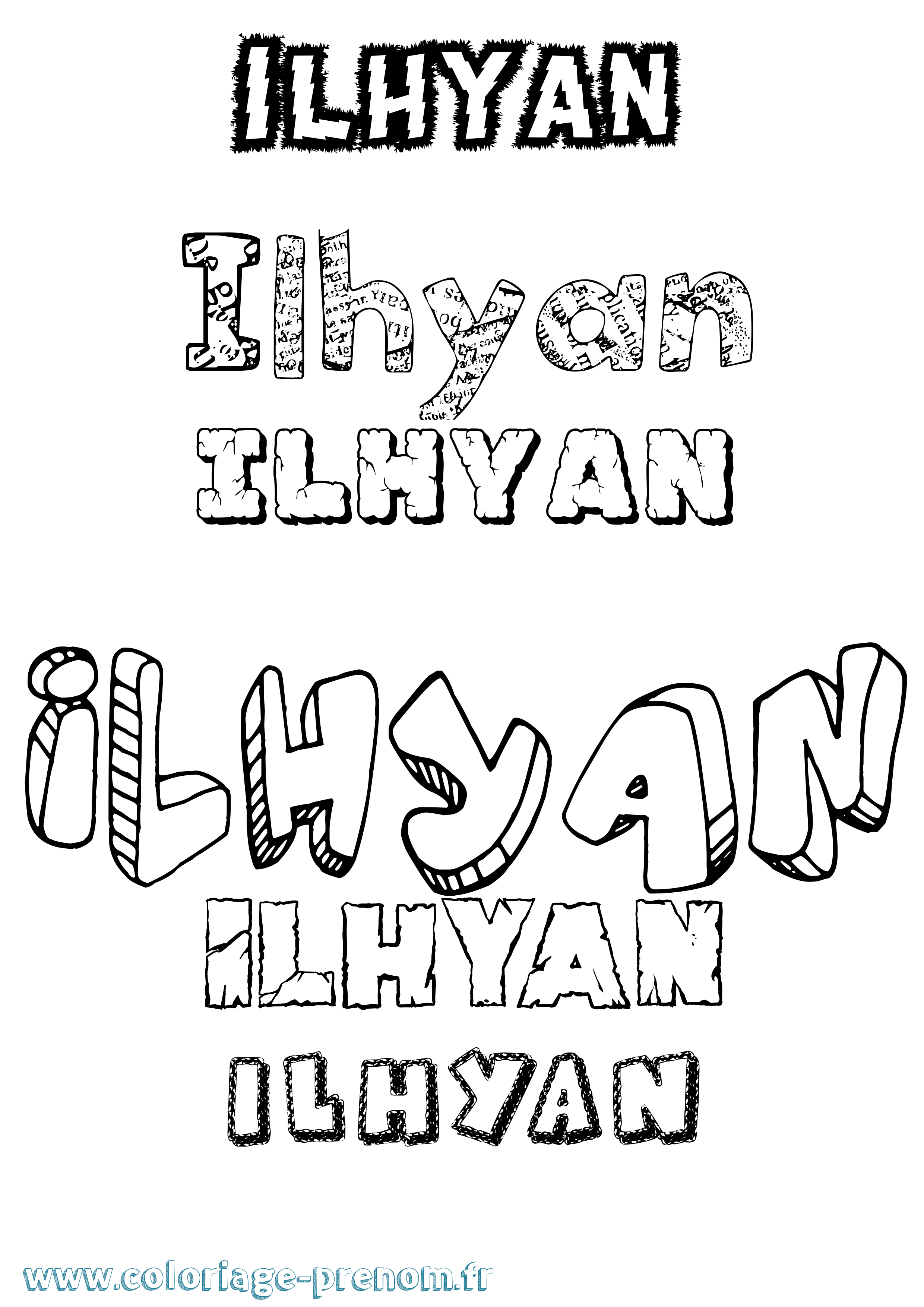Coloriage Ilhyan Destructuré Coloriage prénom Ilhyan Destructuré