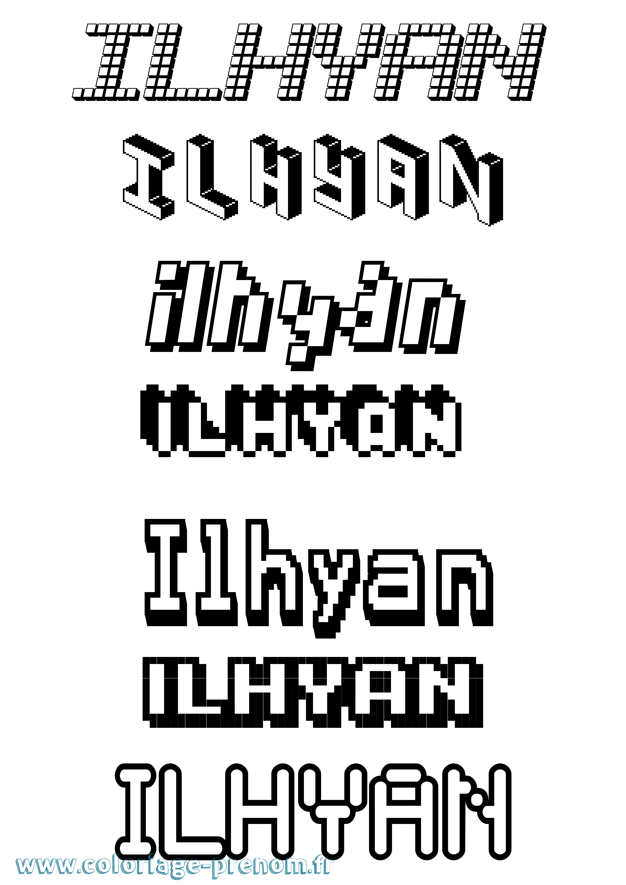 Coloriage Ilhyan Pixel Coloriage prénom Ilhyan Pixel