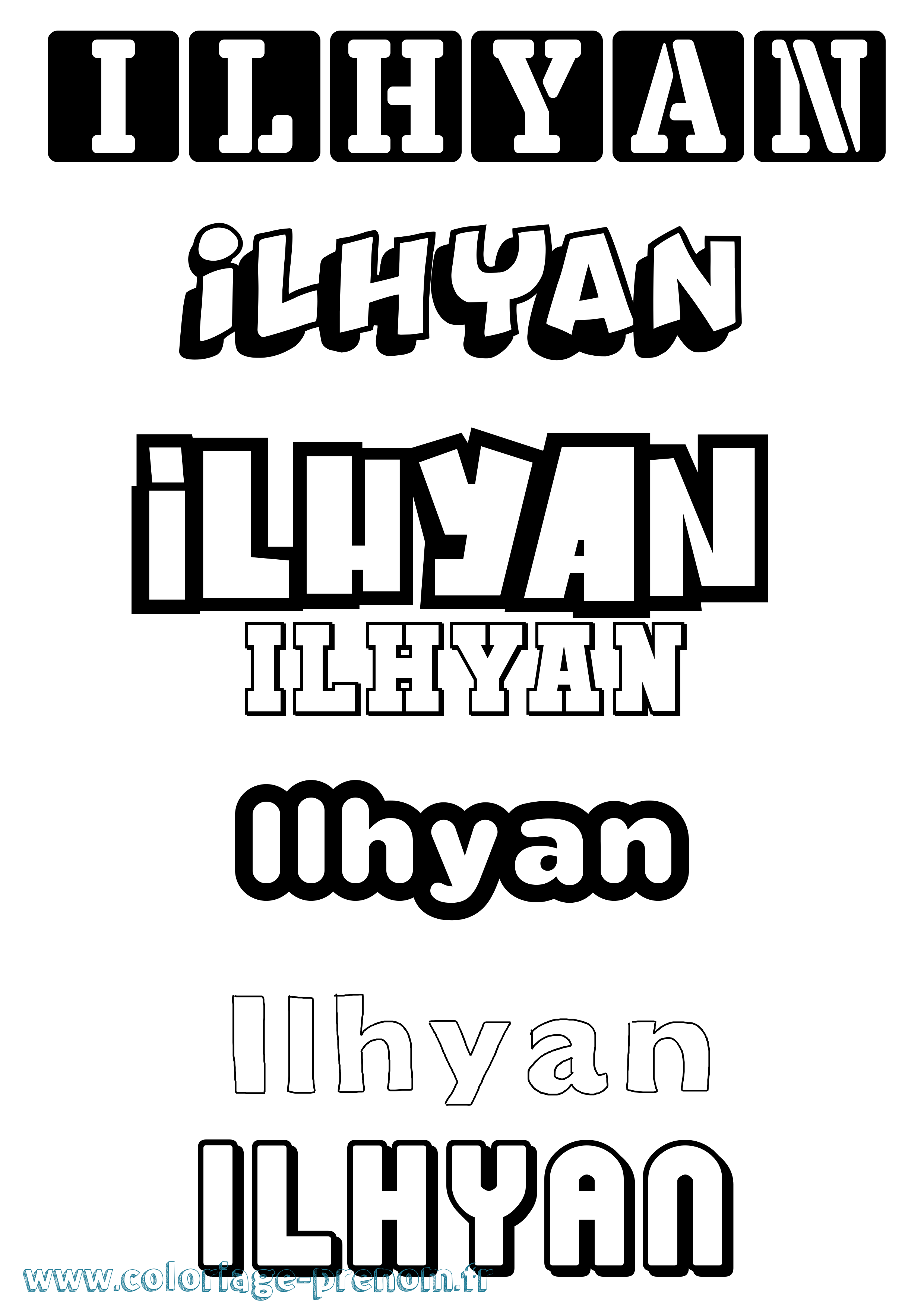 Coloriage Ilhyan Simple Coloriage prénom Ilhyan Simple