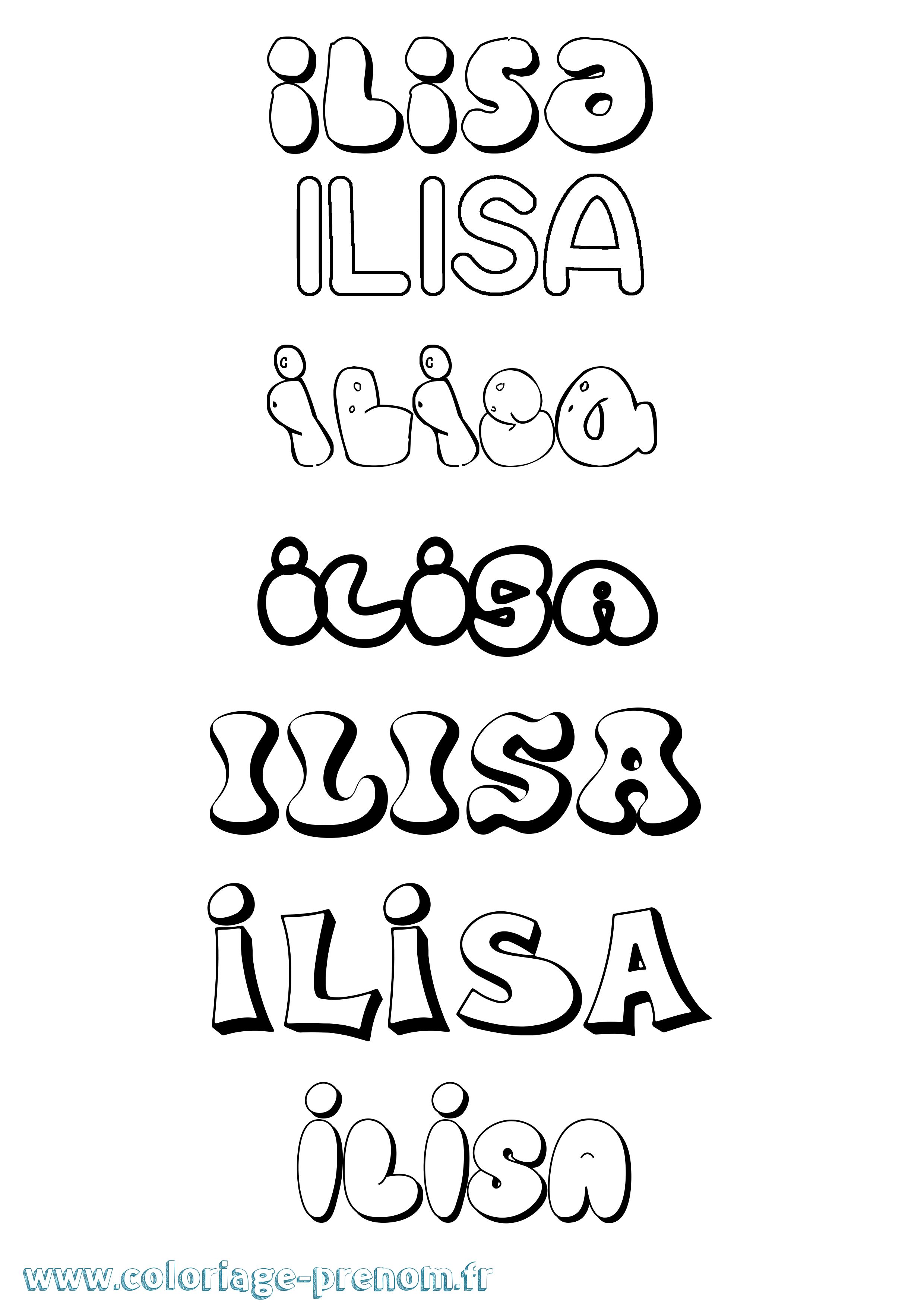 Coloriage Ilisa Bubble Coloriage prénom Ilisa Bubble