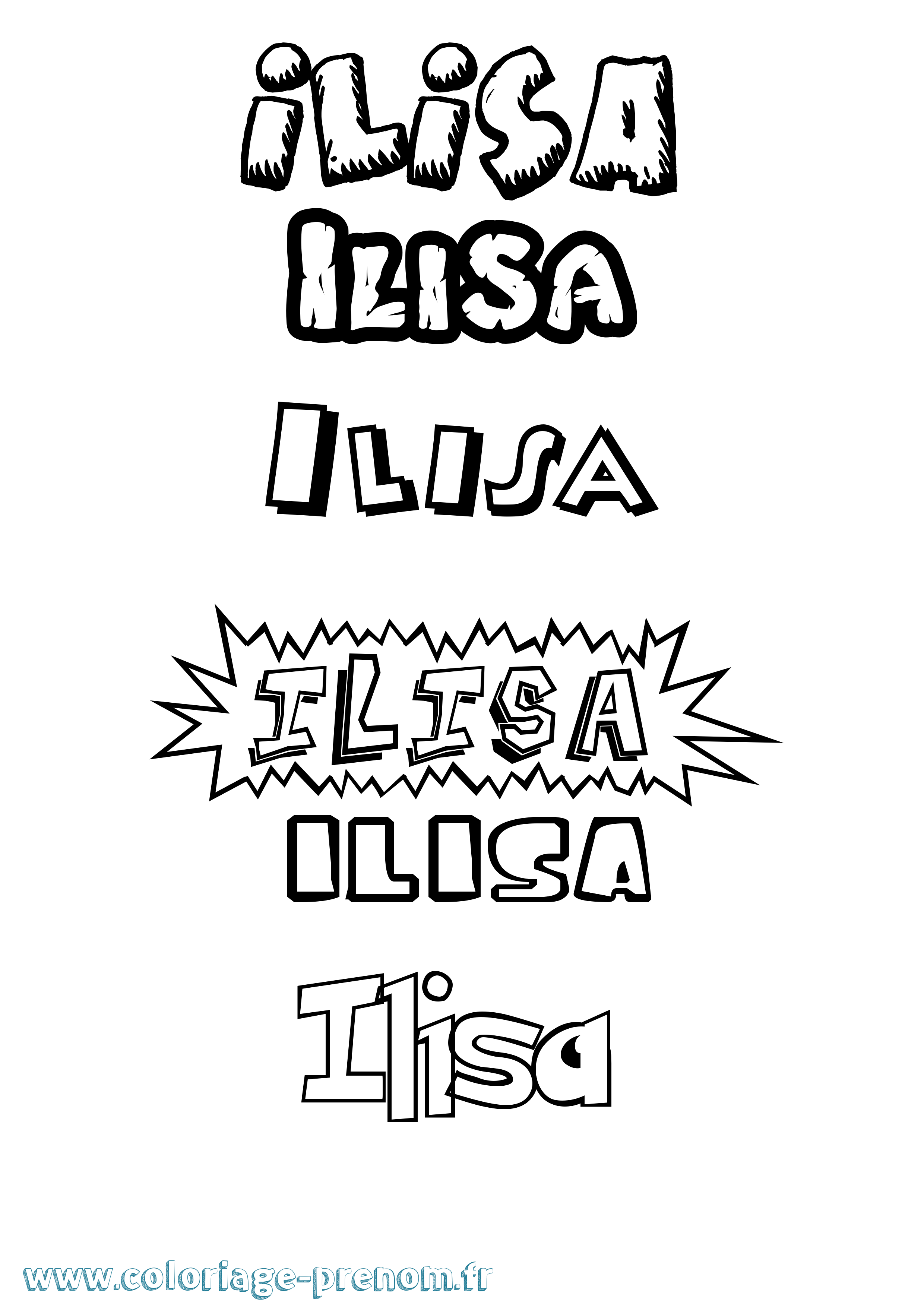 Coloriage Ilisa Dessin Animé Coloriage prénom Ilisa Dessin Animé
