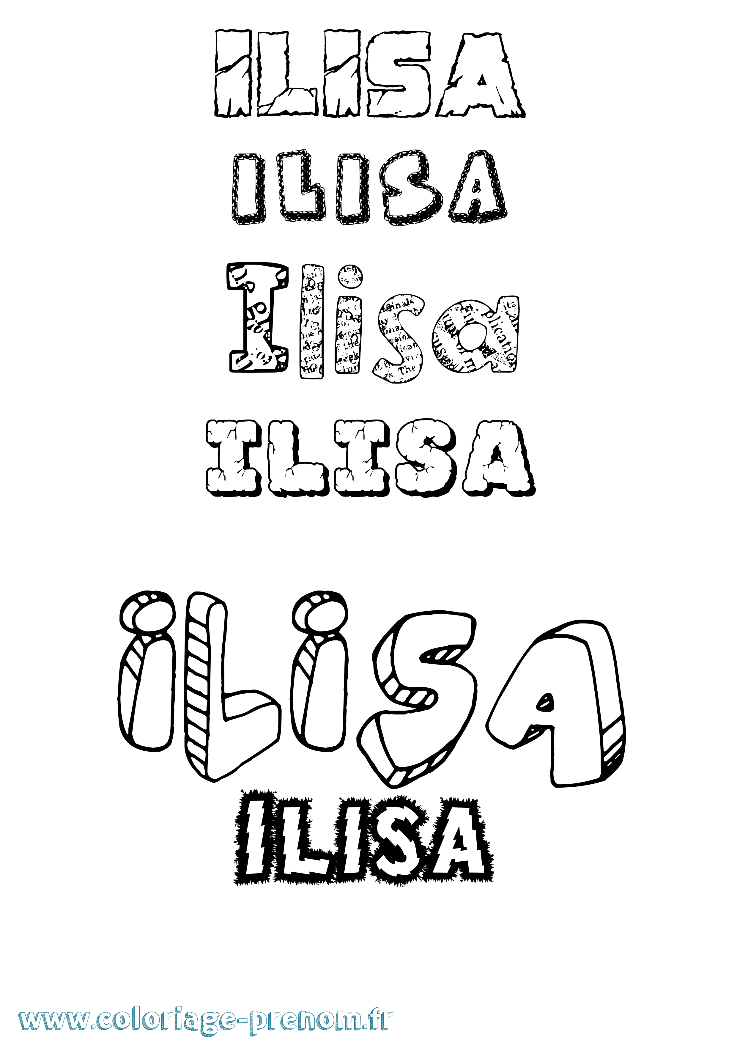 Coloriage Ilisa Destructuré Coloriage prénom Ilisa Destructuré