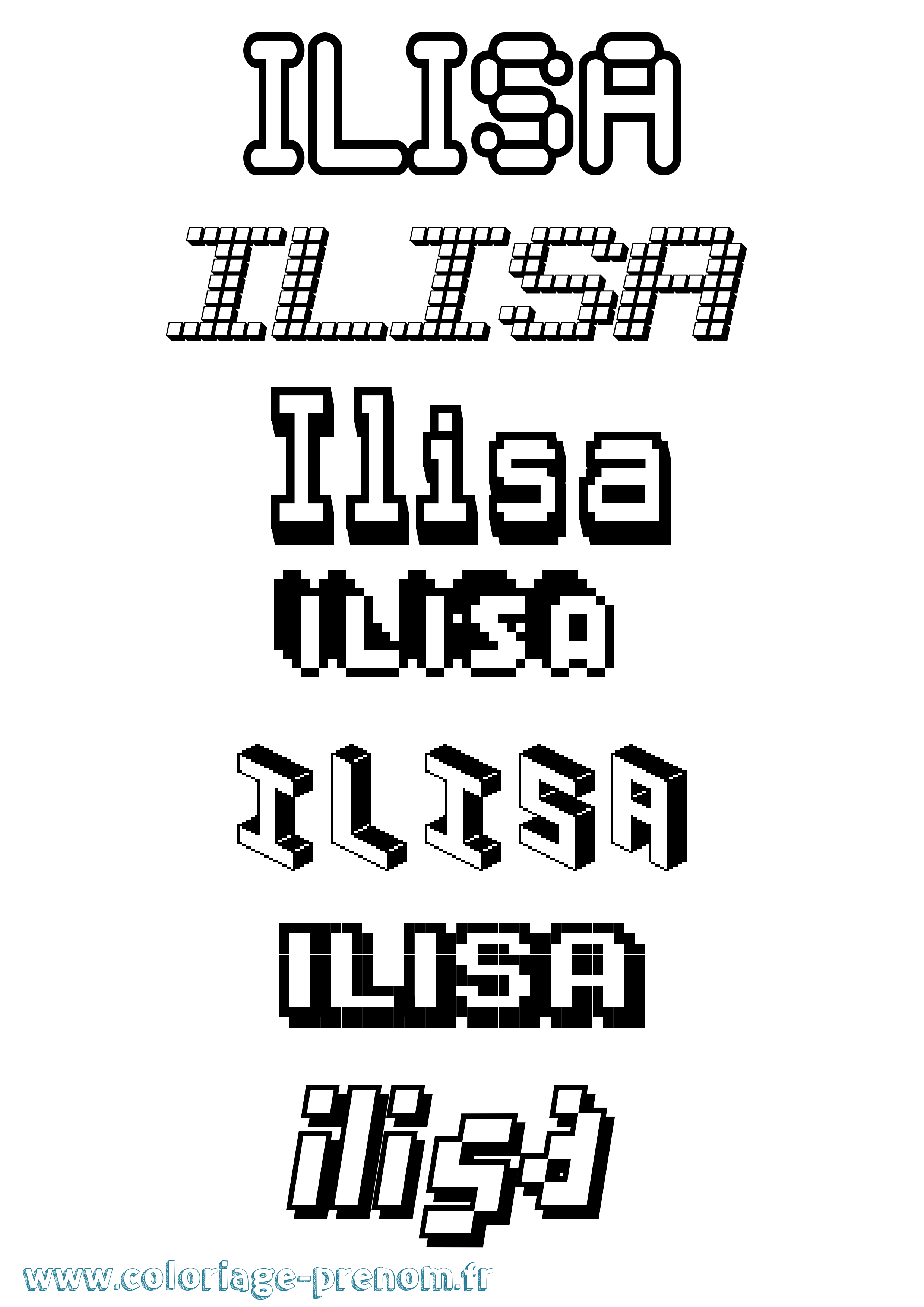 Coloriage Ilisa Pixel Coloriage prénom Ilisa Pixel