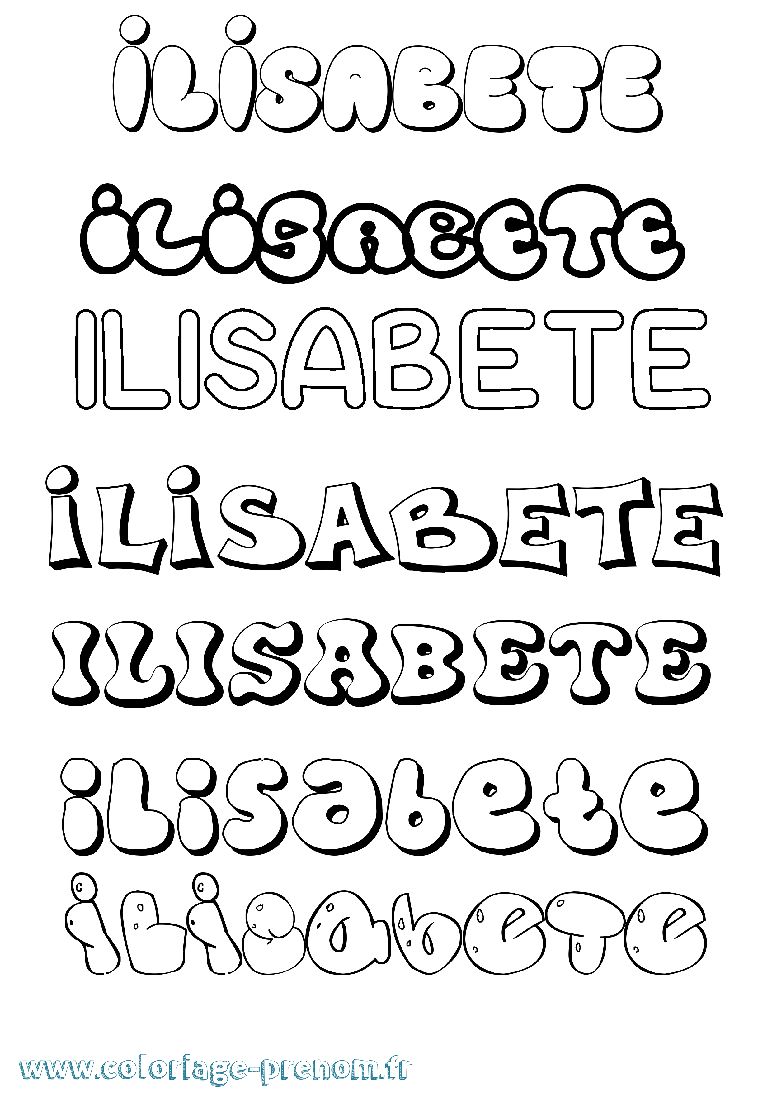 Coloriage Ilisabete Bubble Coloriage prénom Ilisabete Bubble