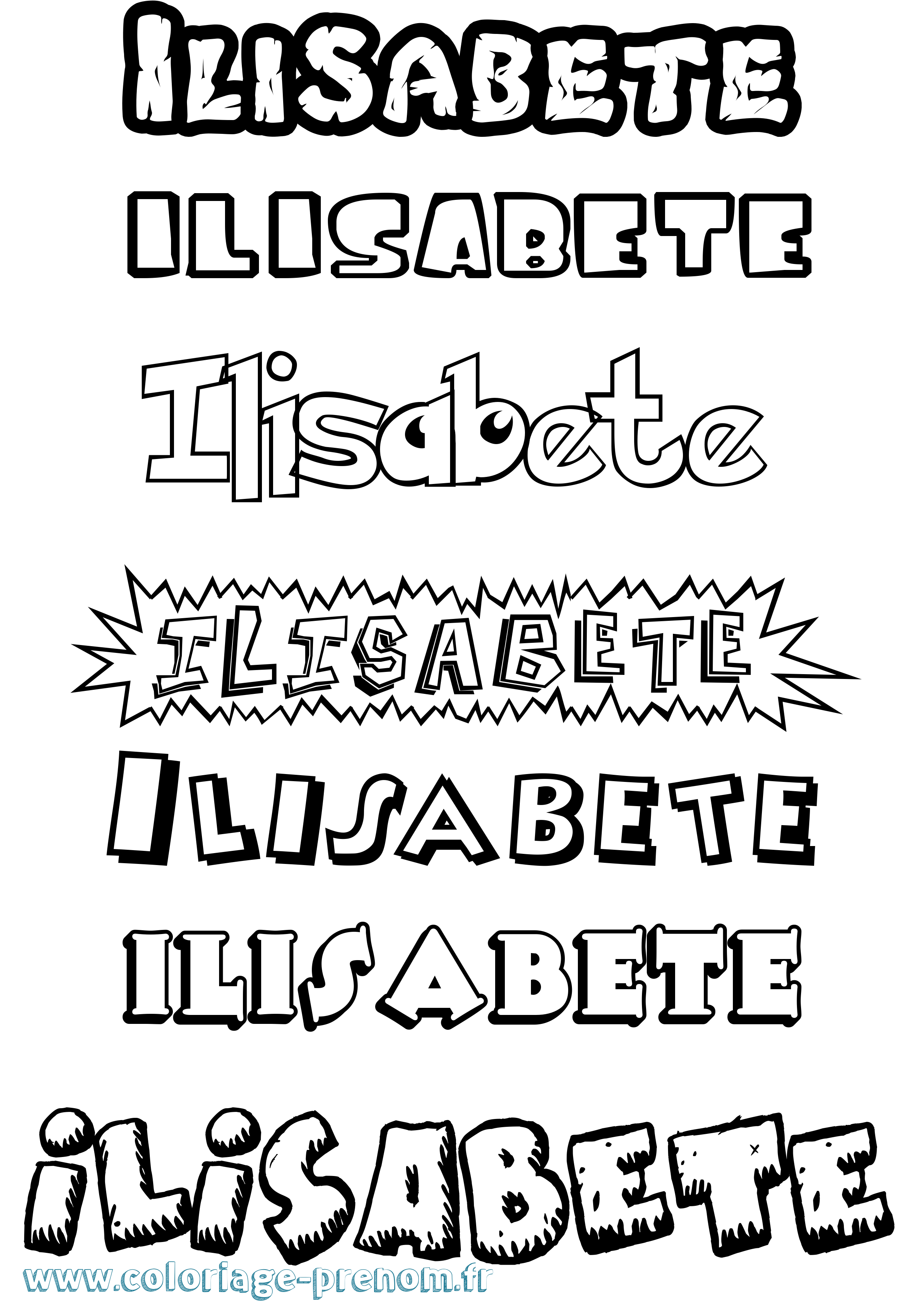 Coloriage Ilisabete Dessin Animé Coloriage prénom Ilisabete Dessin Animé