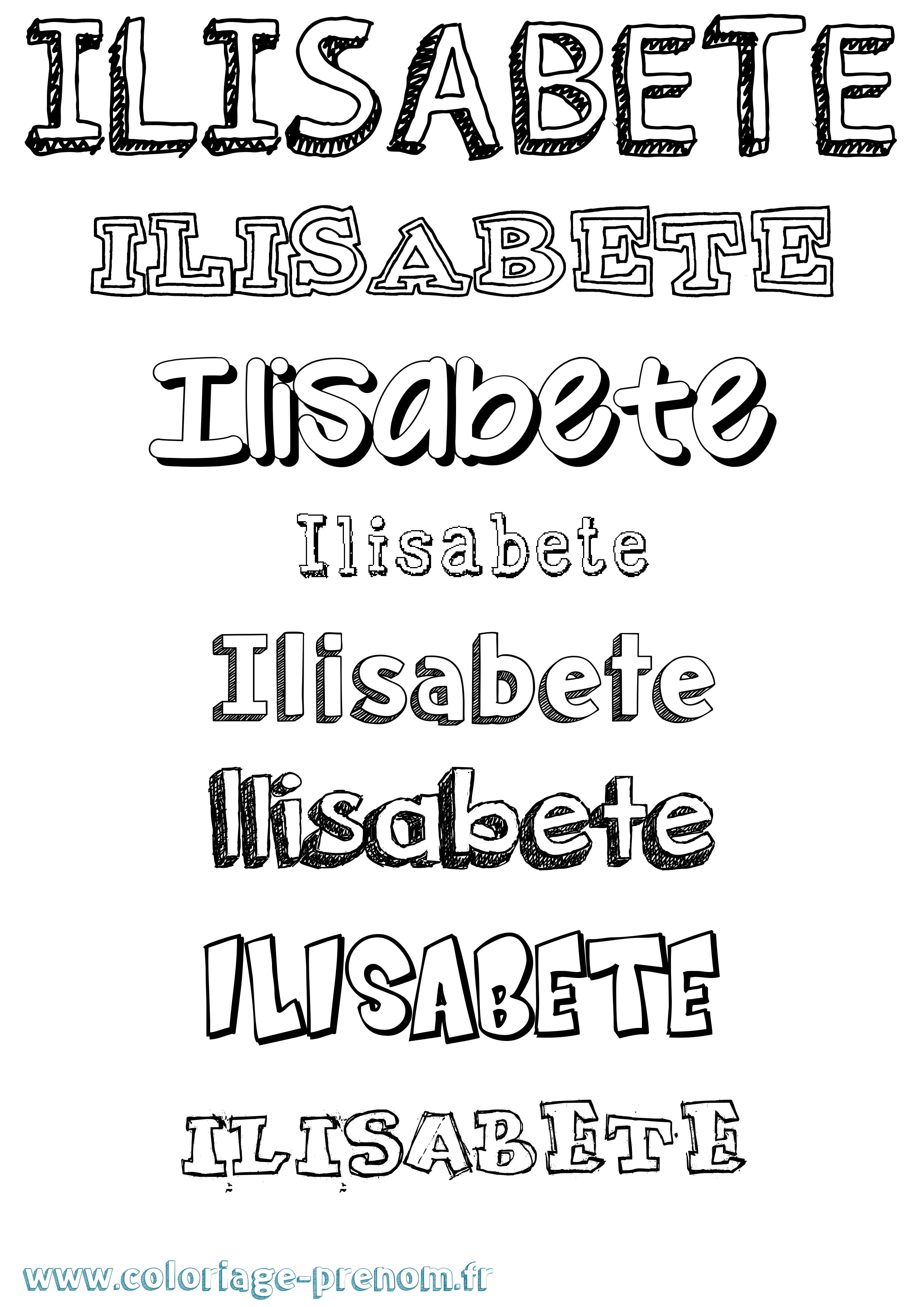 Coloriage Ilisabete Dessiné Coloriage prénom Ilisabete Dessiné