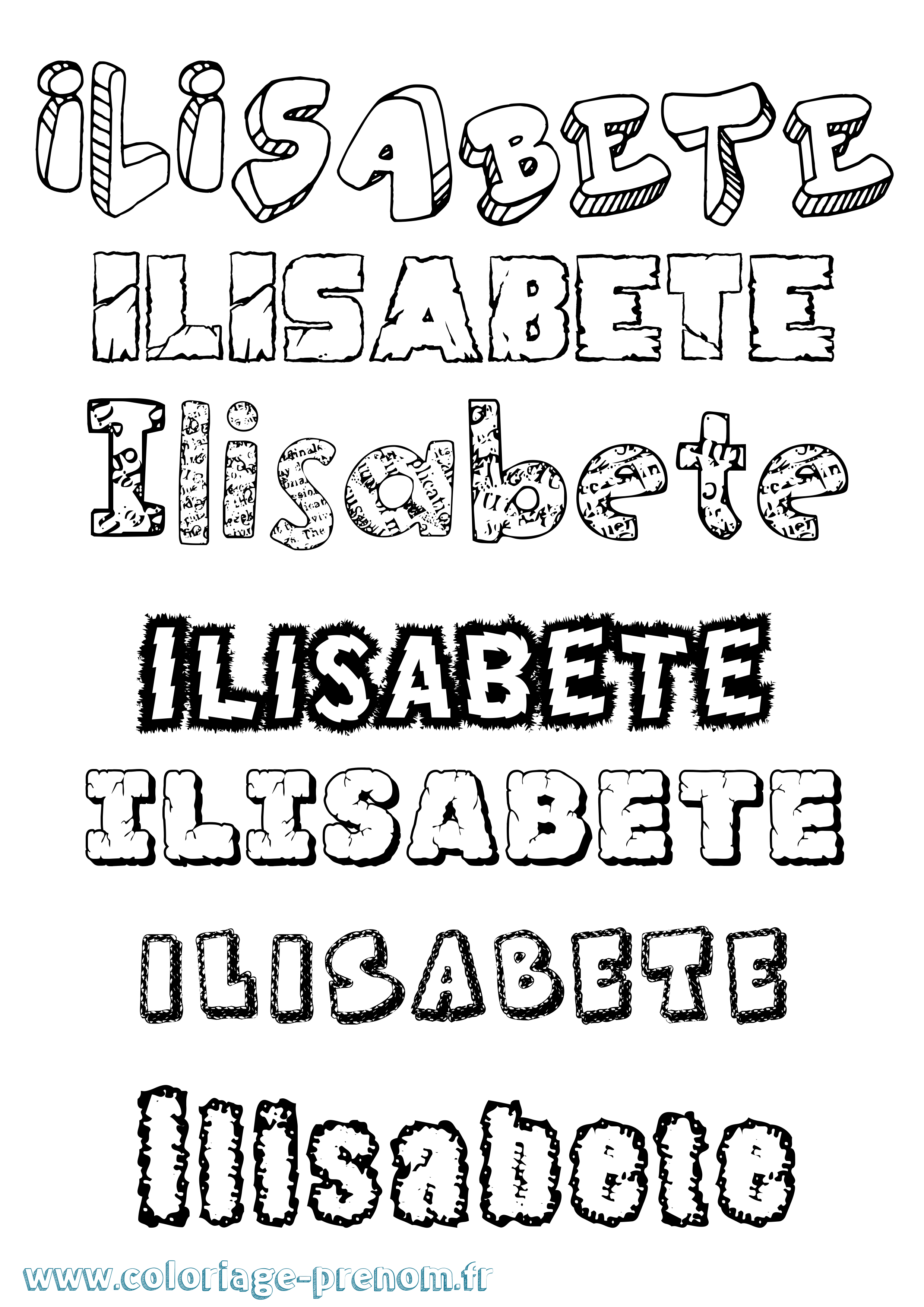Coloriage Ilisabete Destructuré Coloriage prénom Ilisabete Destructuré