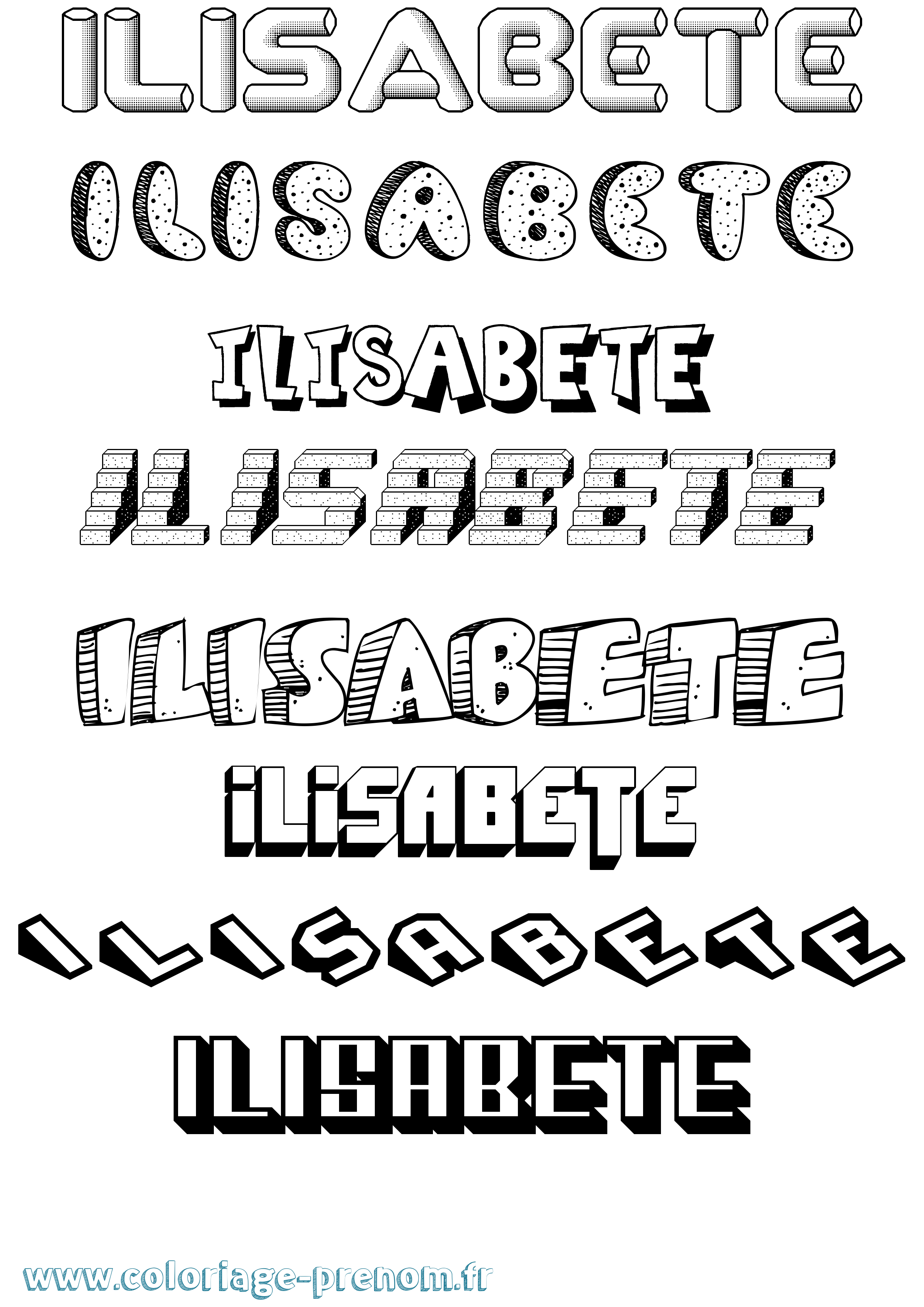 Coloriage Ilisabete Effet 3D Coloriage prénom Ilisabete Effet 3D