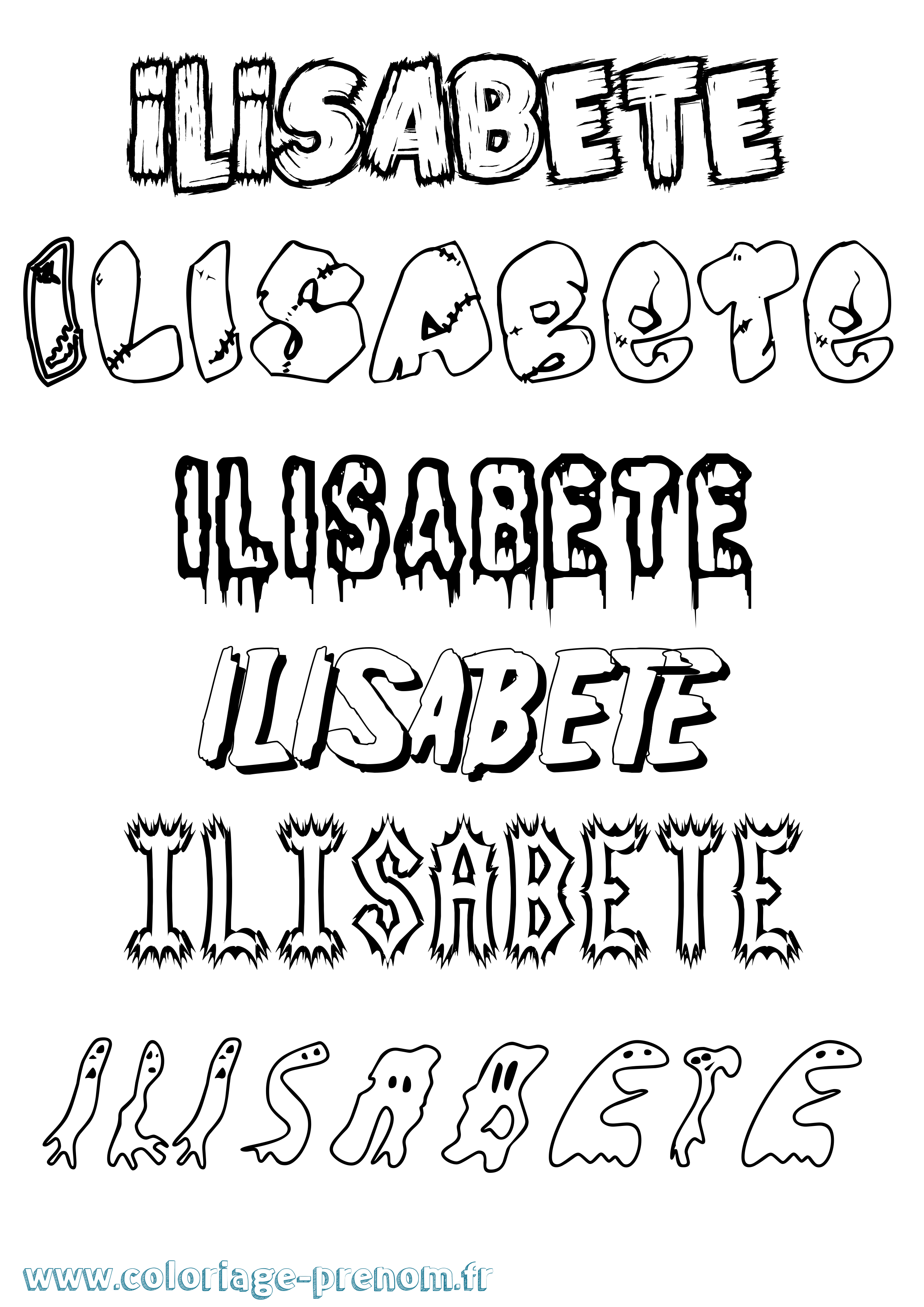 Coloriage Ilisabete Frisson Coloriage prénom Ilisabete Frisson