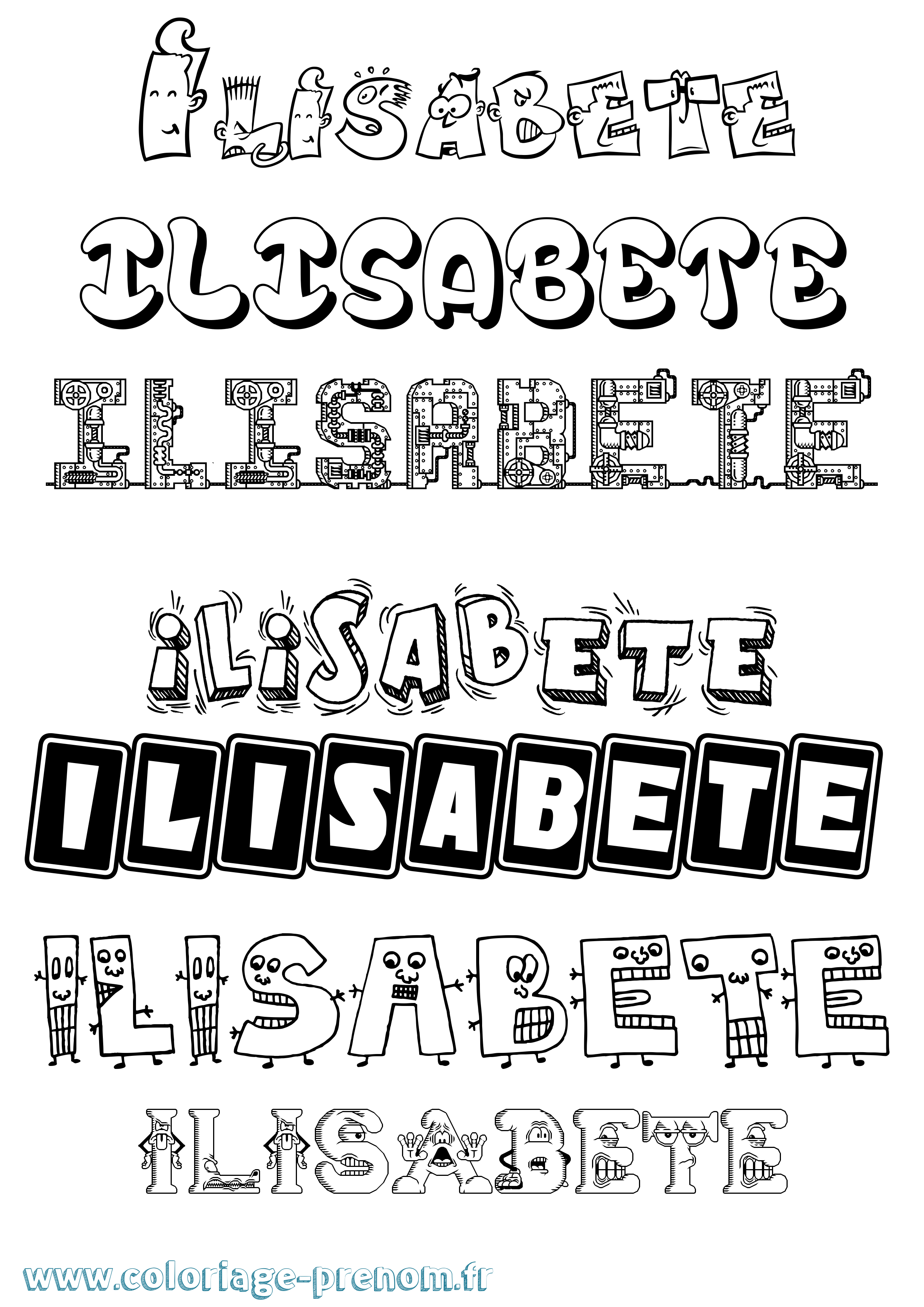 Coloriage Ilisabete Fun Coloriage prénom Ilisabete Fun