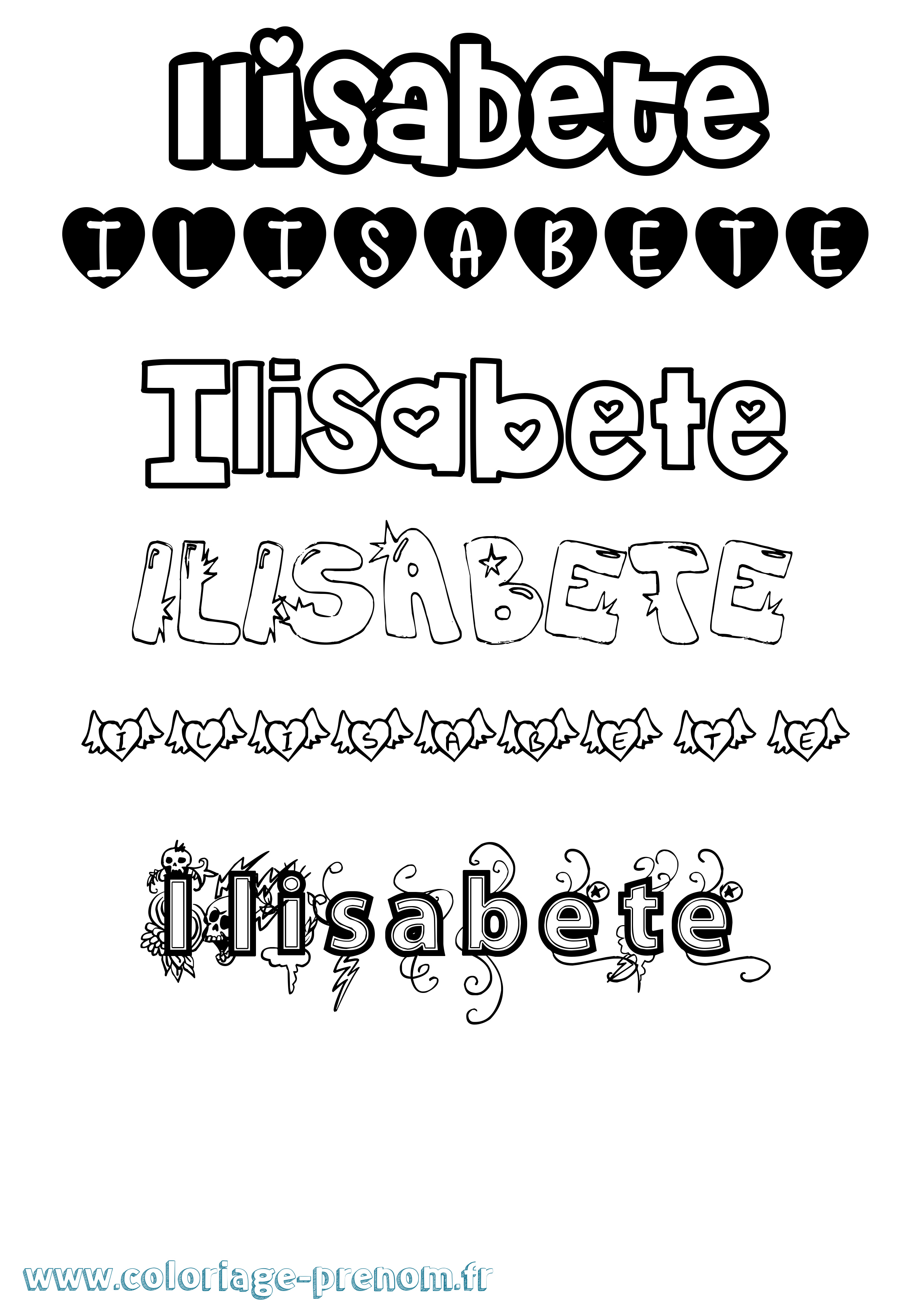 Coloriage Ilisabete Girly Coloriage prénom Ilisabete Girly