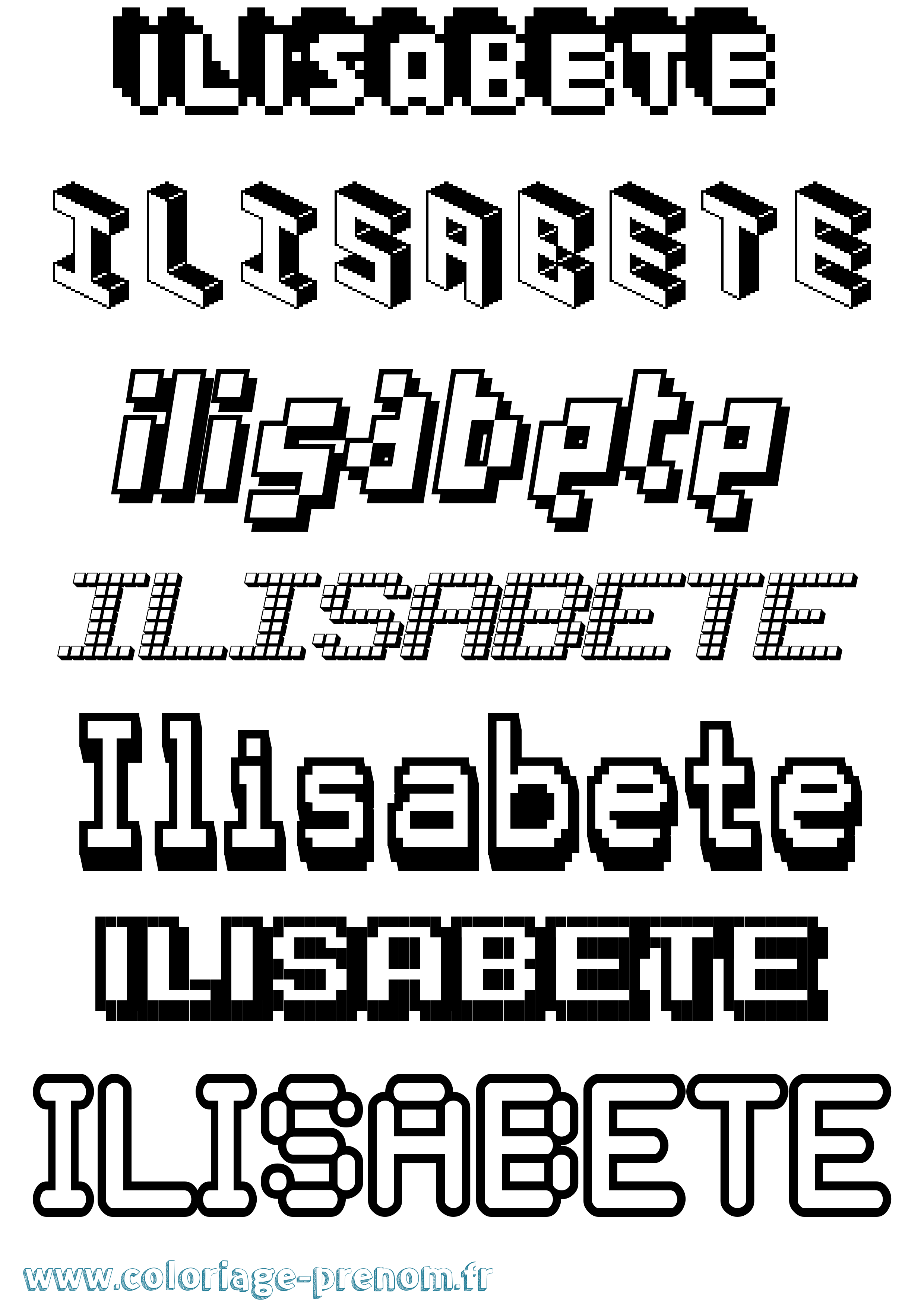 Coloriage Ilisabete Pixel Coloriage prénom Ilisabete Pixel