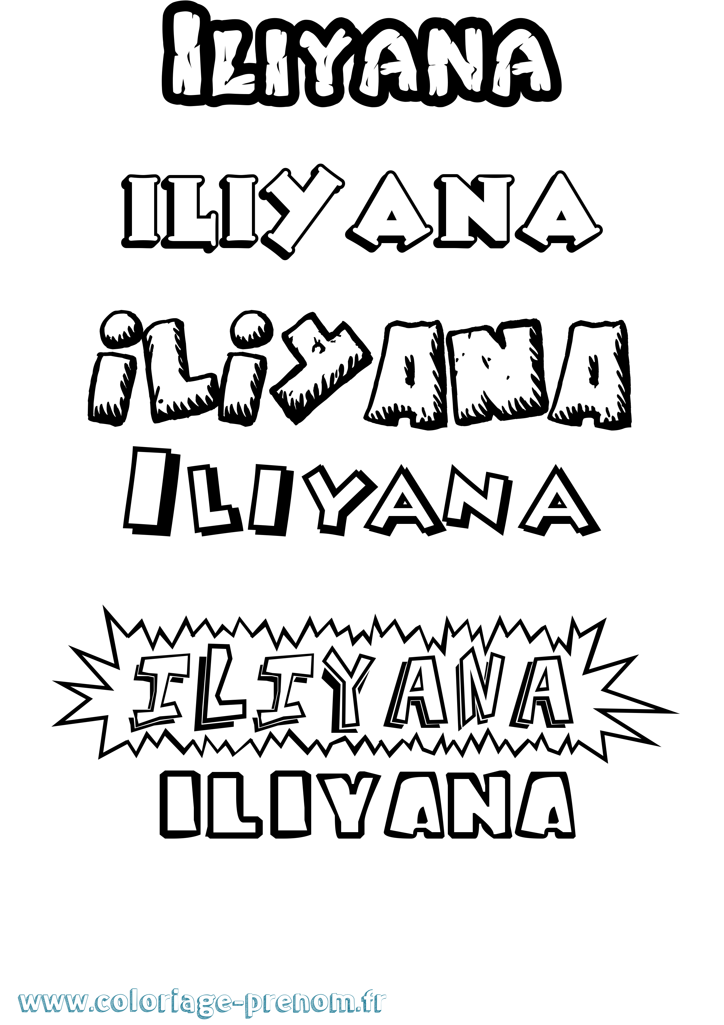 Coloriage Iliyana Dessin Animé Coloriage prénom Iliyana Dessin Animé