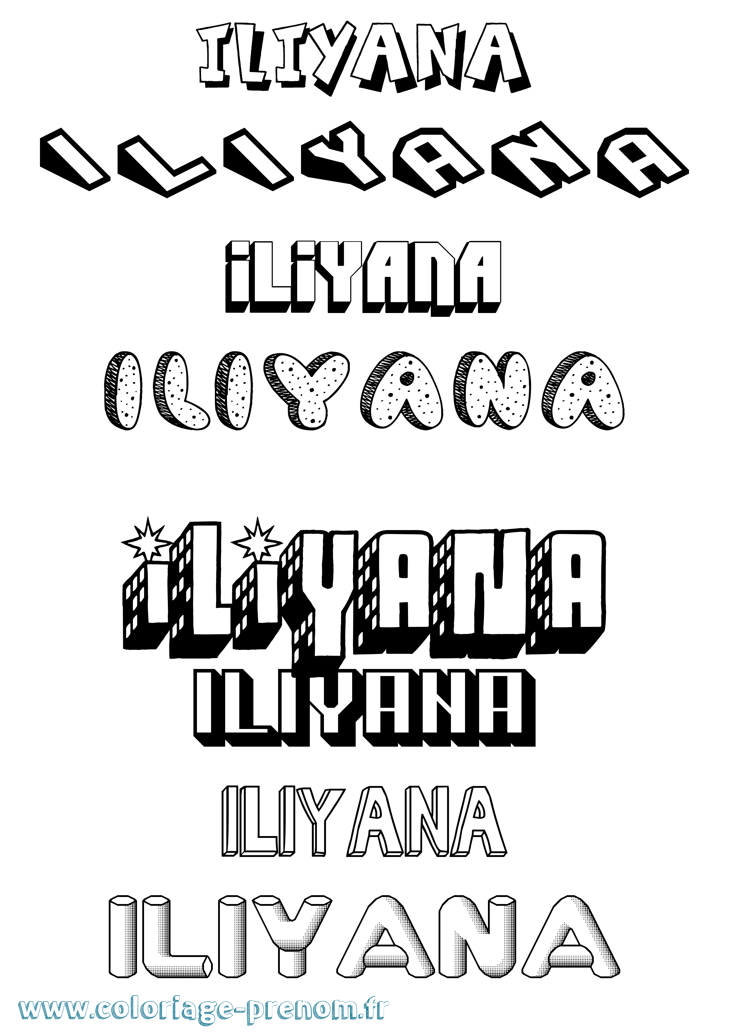 Coloriage Iliyana Effet 3D Coloriage prénom Iliyana Effet 3D
