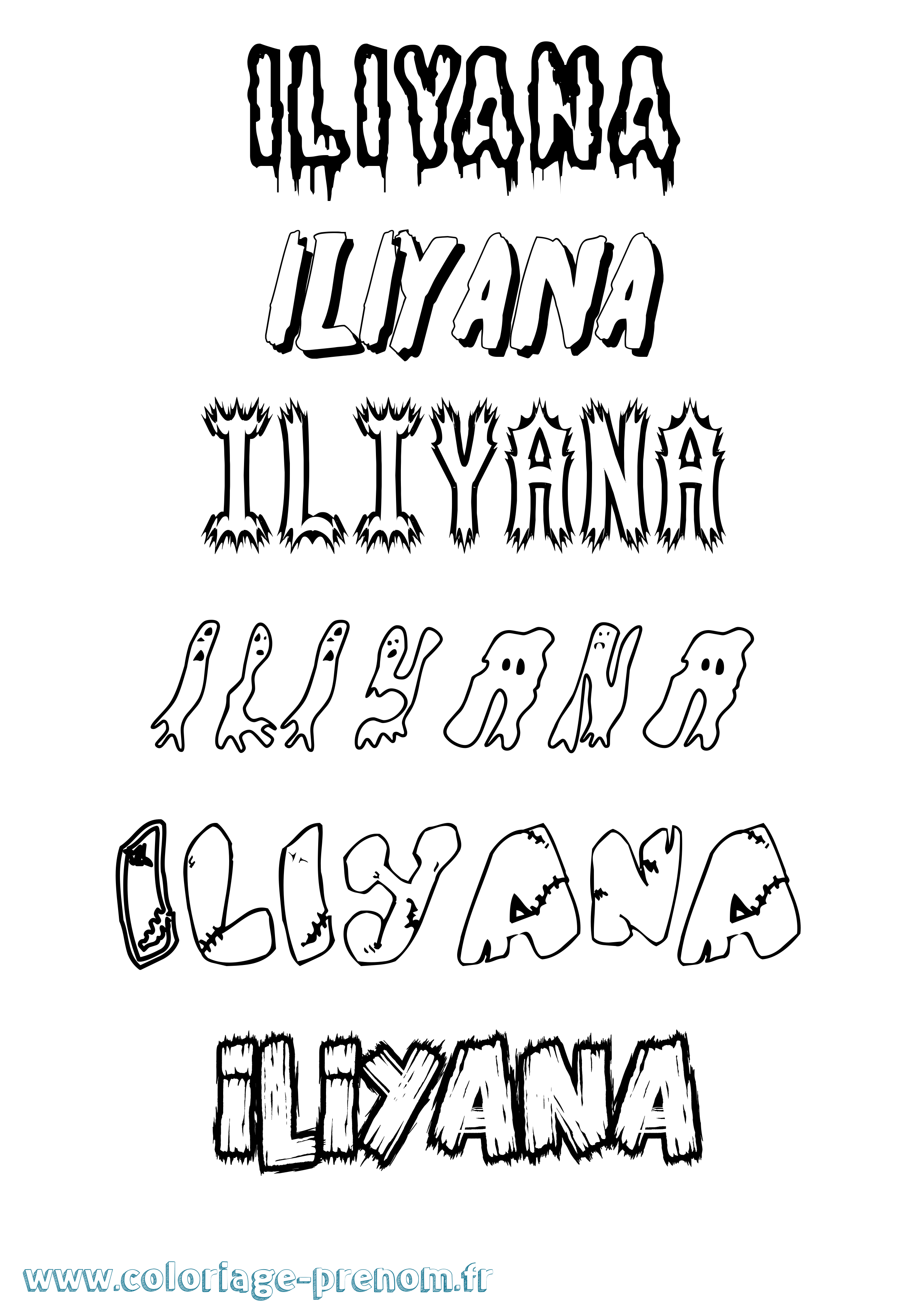 Coloriage Iliyana Frisson Coloriage prénom Iliyana Frisson