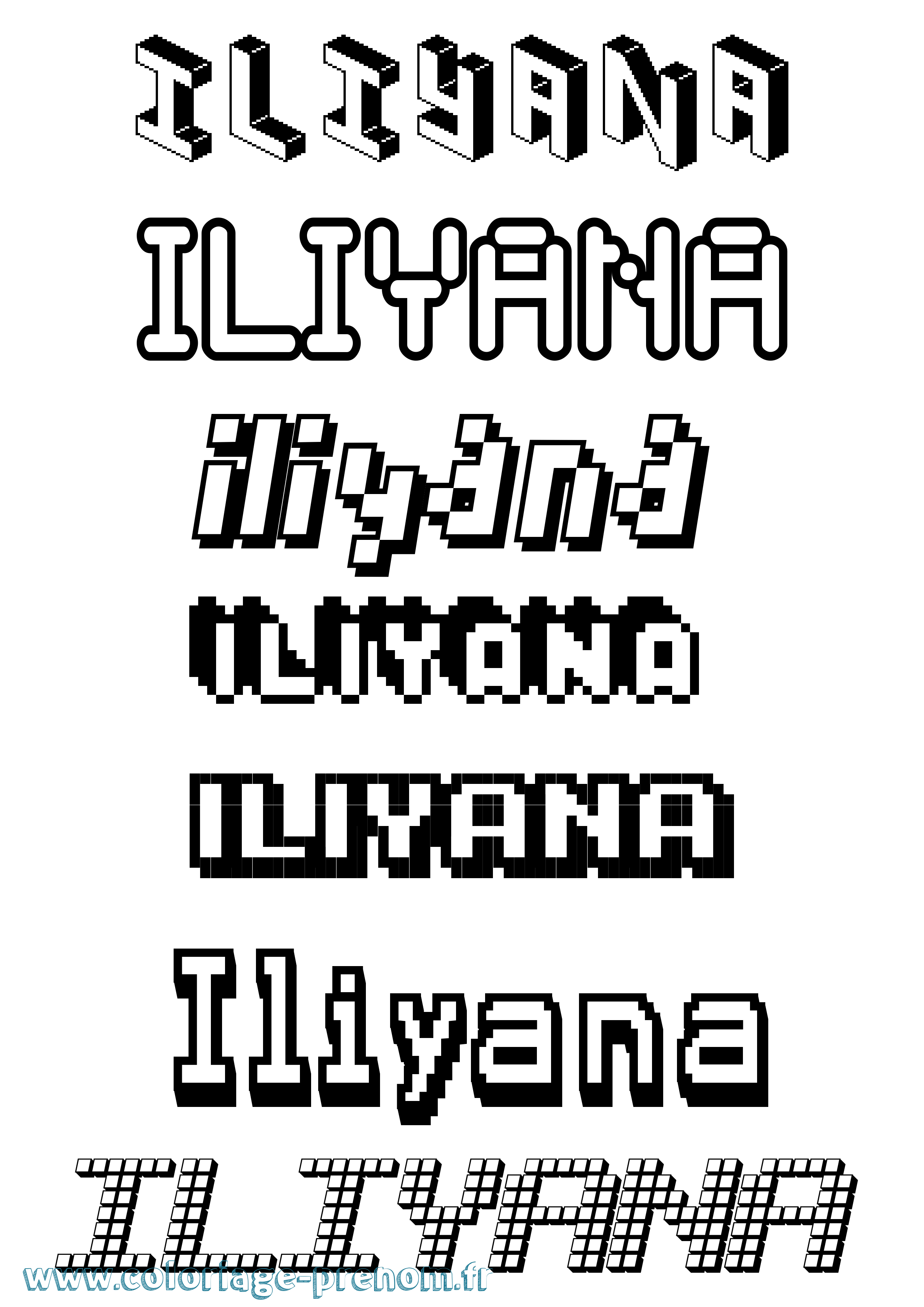Coloriage Iliyana Pixel Coloriage prénom Iliyana Pixel