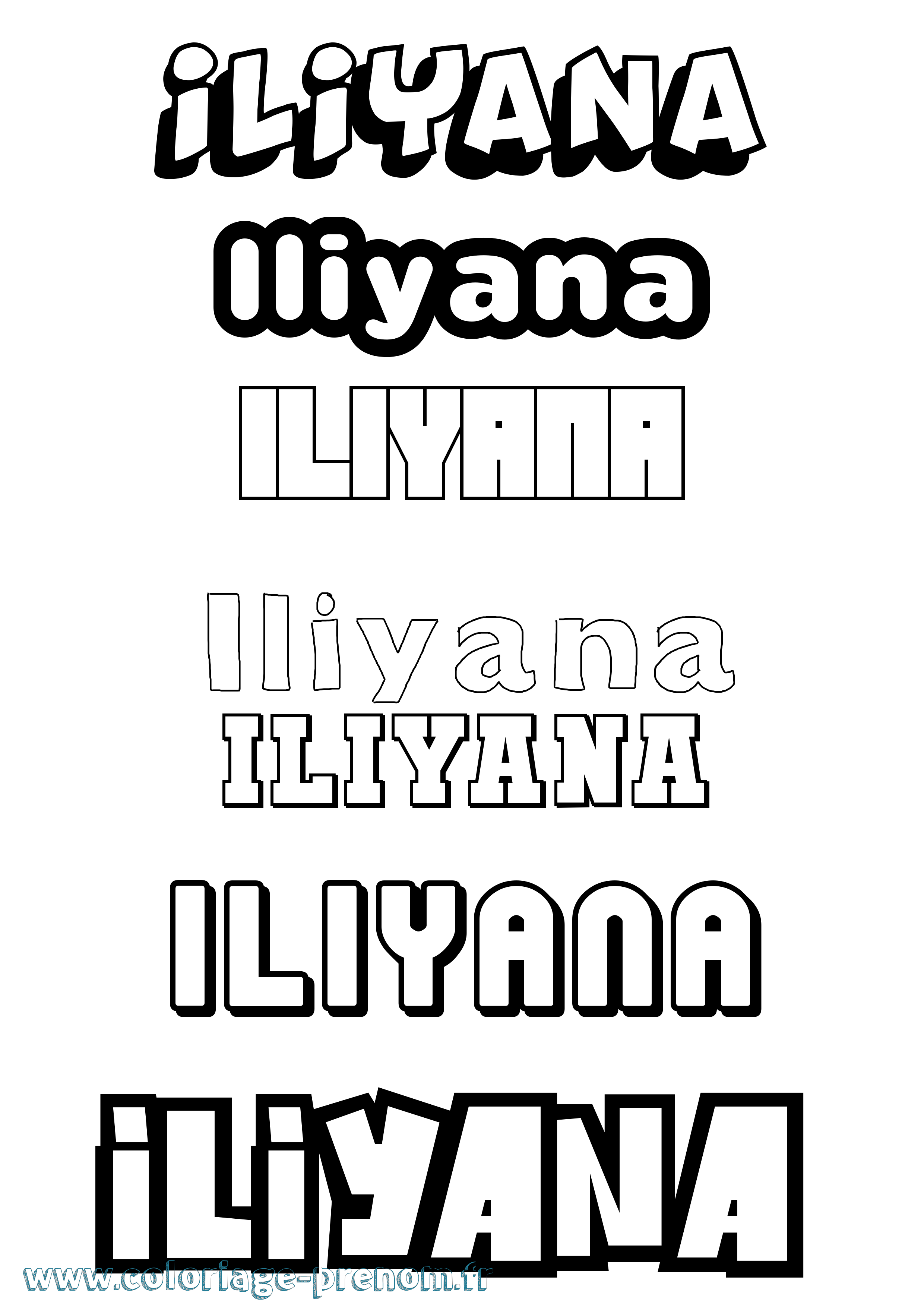 Coloriage Iliyana Simple Coloriage prénom Iliyana Simple