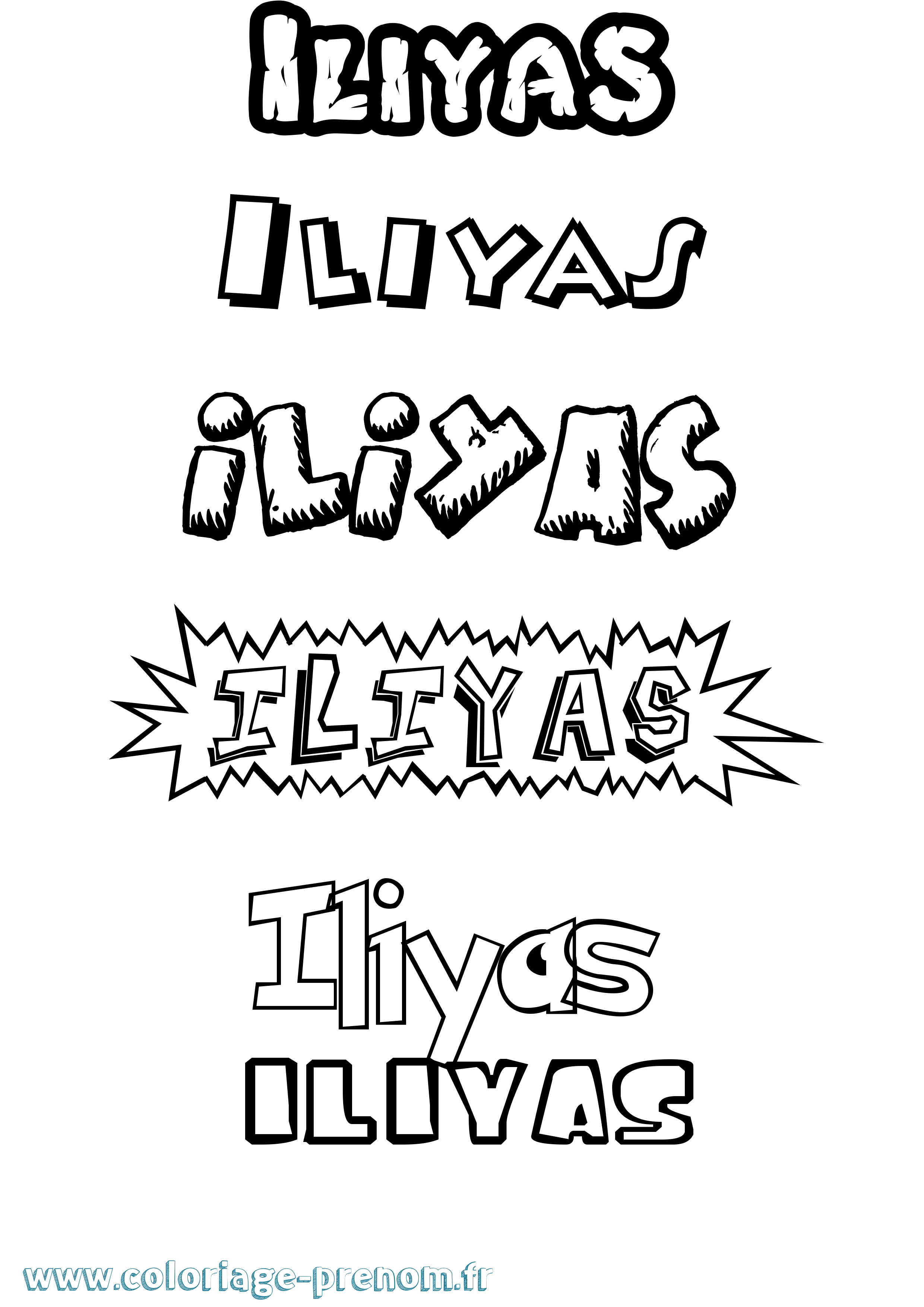 Coloriage Iliyas Dessin Animé Coloriage prénom Iliyas Dessin Animé