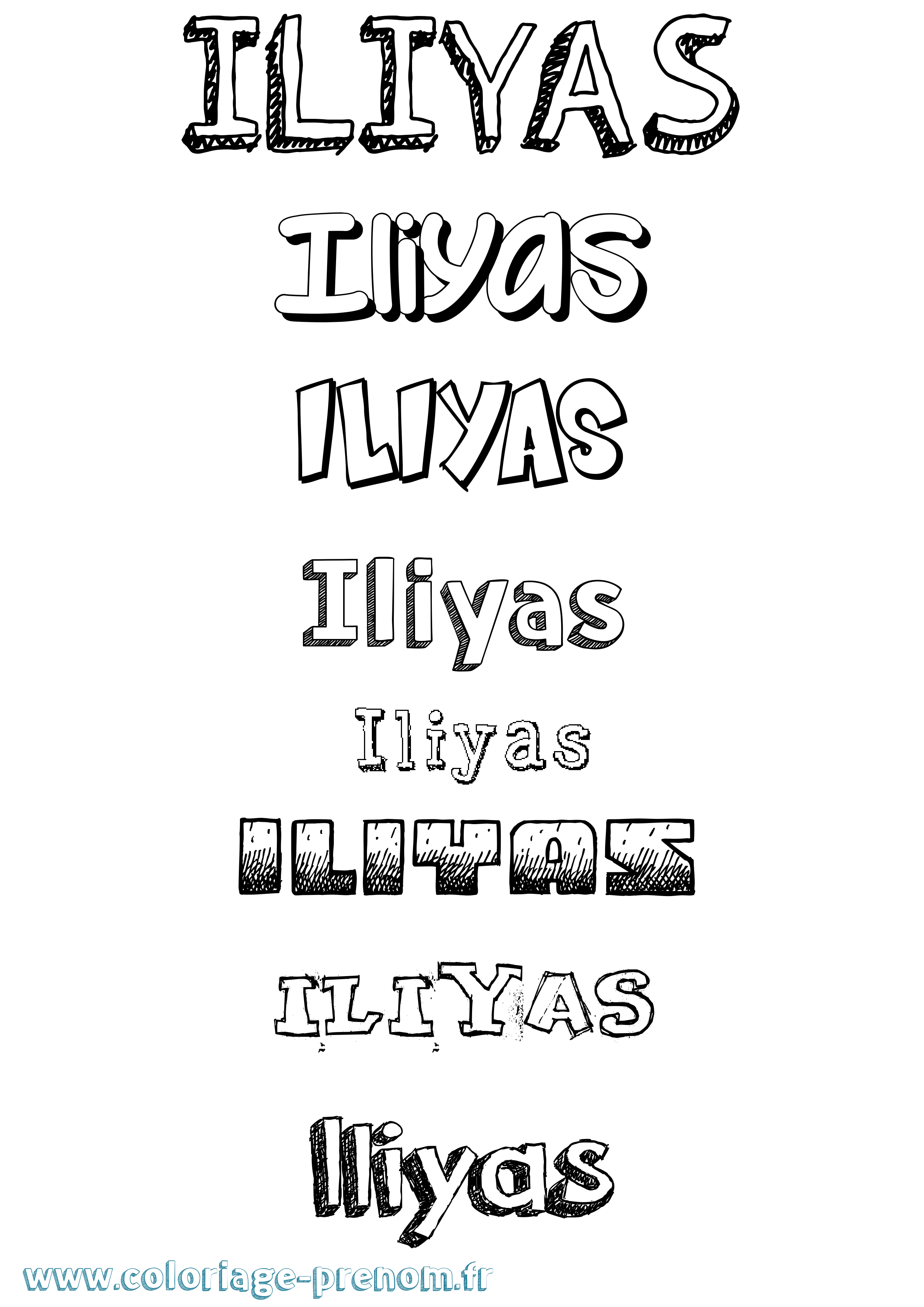 Coloriage Iliyas Dessiné Coloriage prénom Iliyas Dessiné