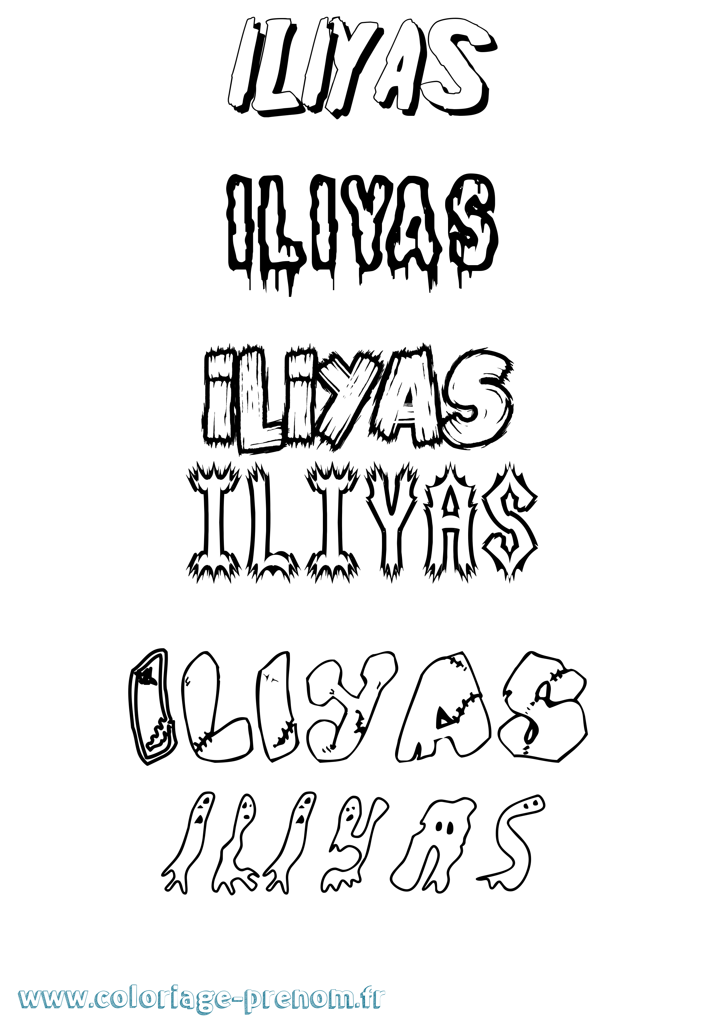 Coloriage Iliyas Frisson Coloriage prénom Iliyas Frisson