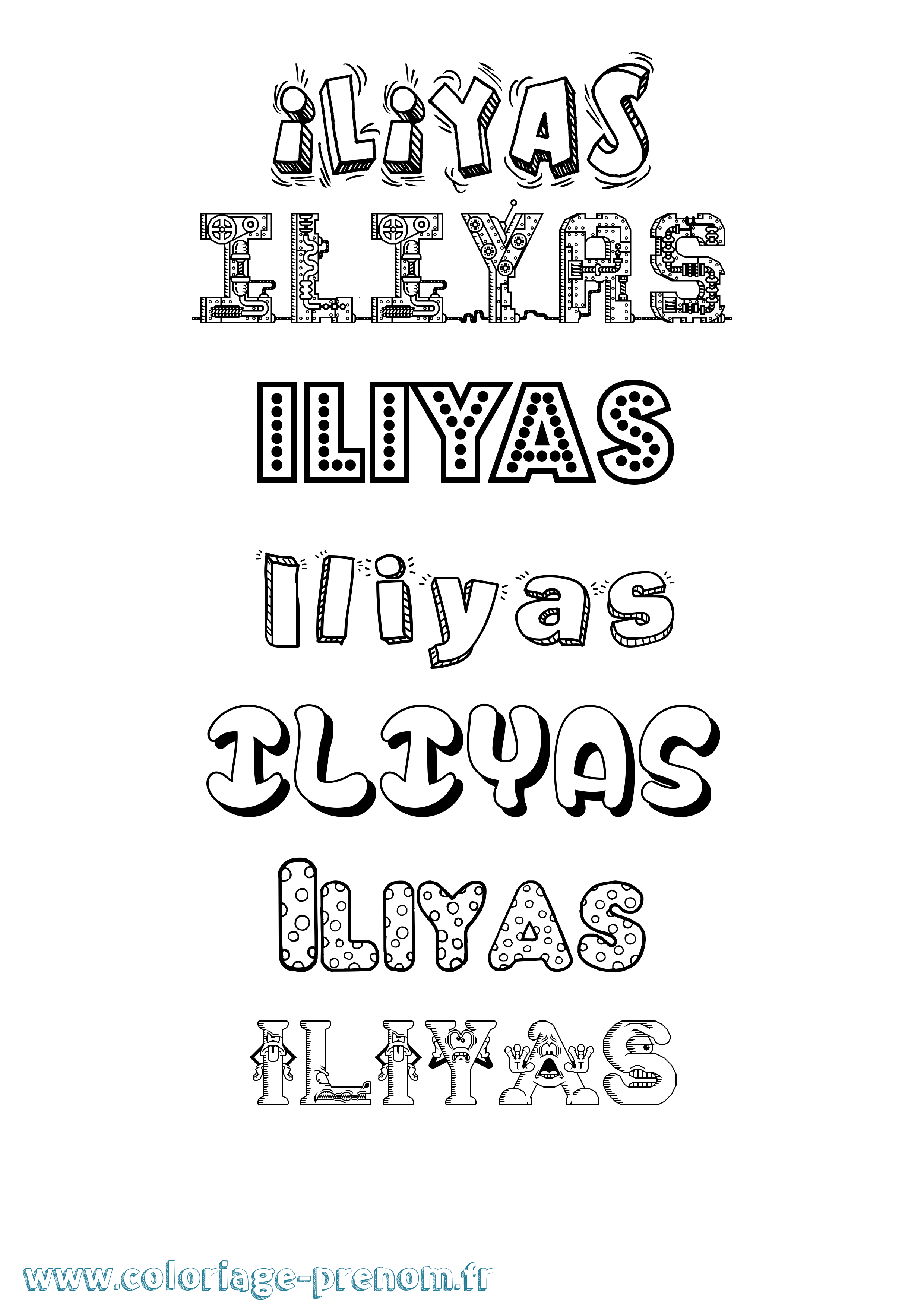 Coloriage Iliyas Fun Coloriage prénom Iliyas Fun