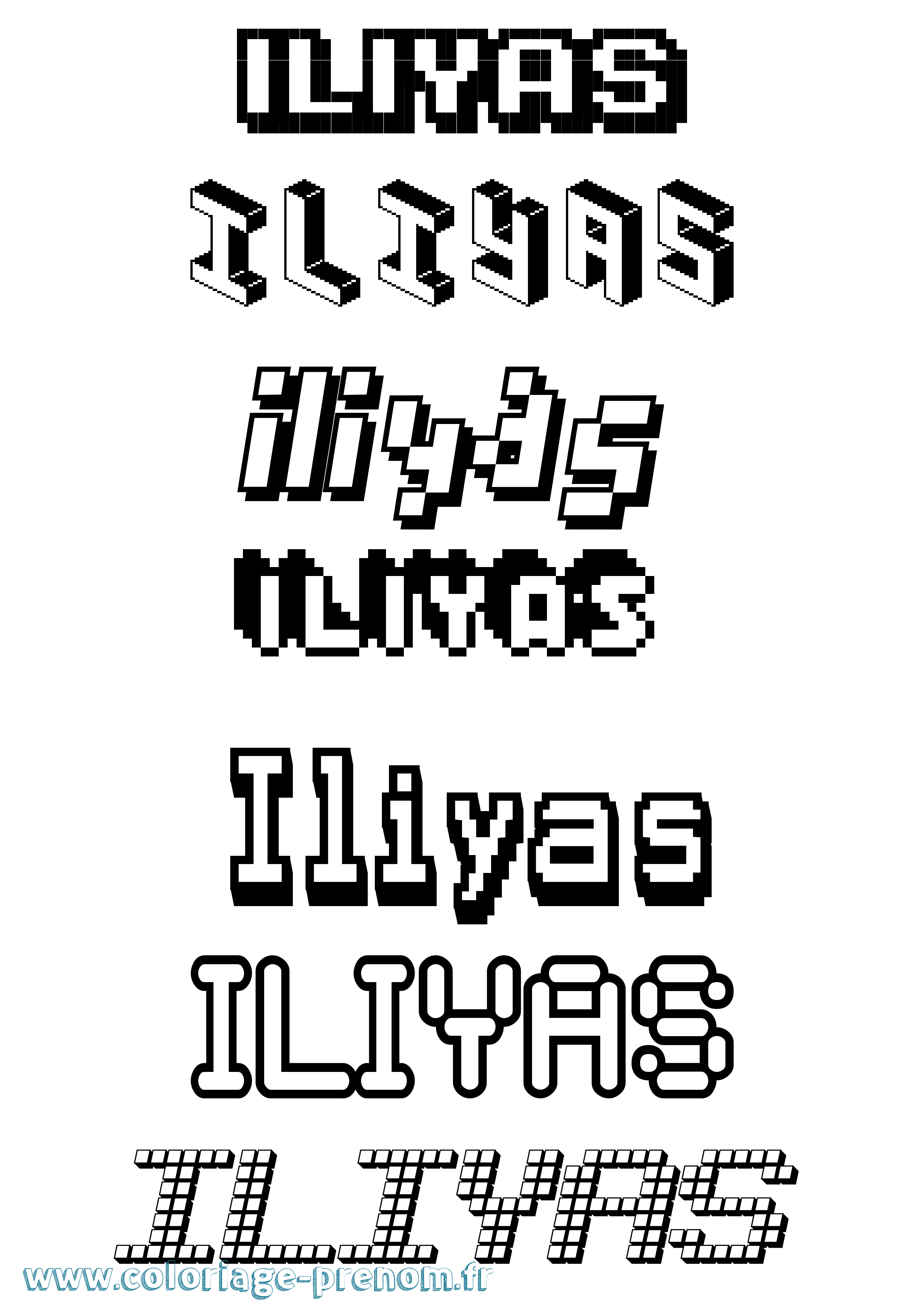 Coloriage Iliyas Pixel Coloriage prénom Iliyas Pixel
