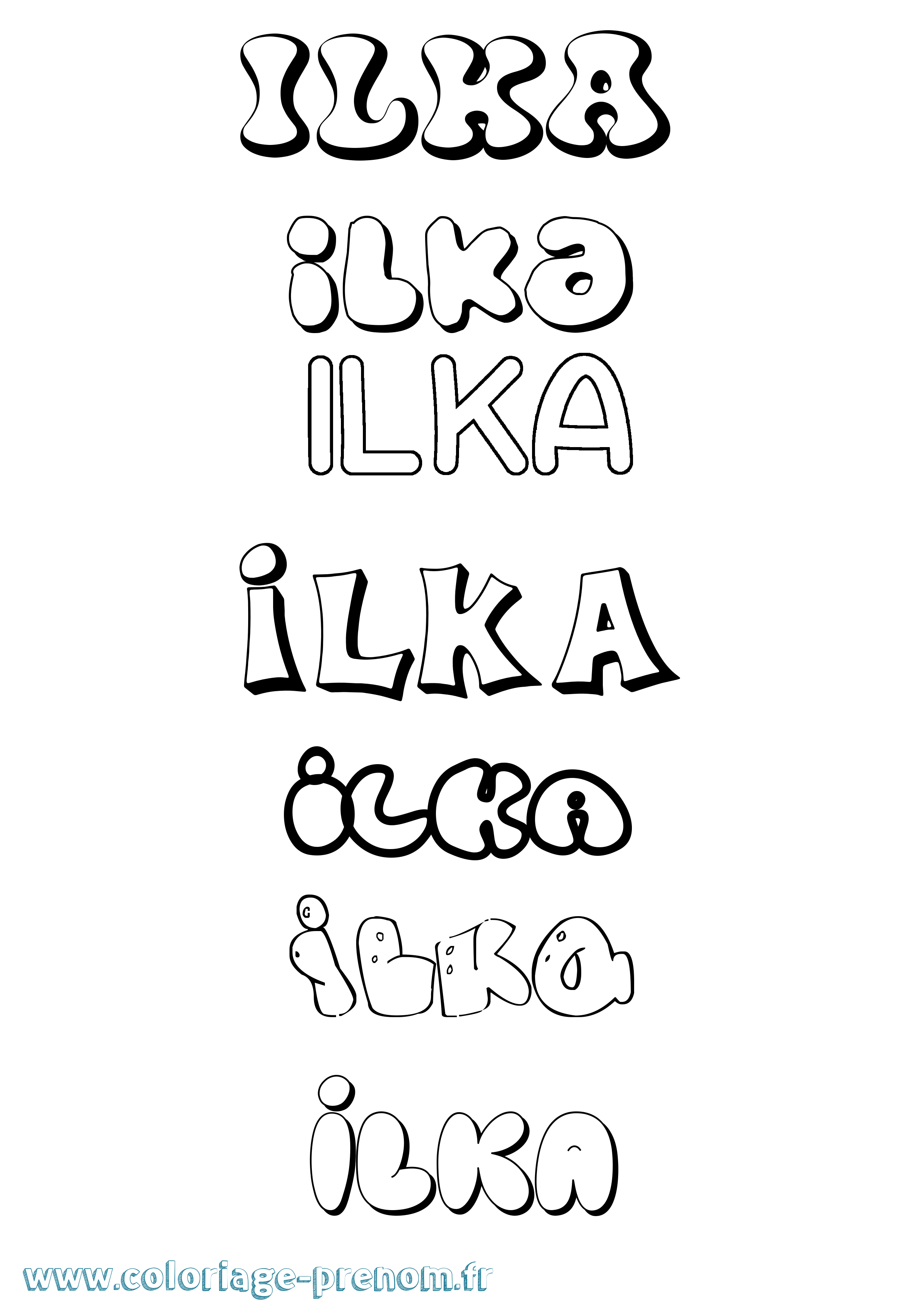 Coloriage Ilka Bubble Coloriage prénom Ilka Bubble