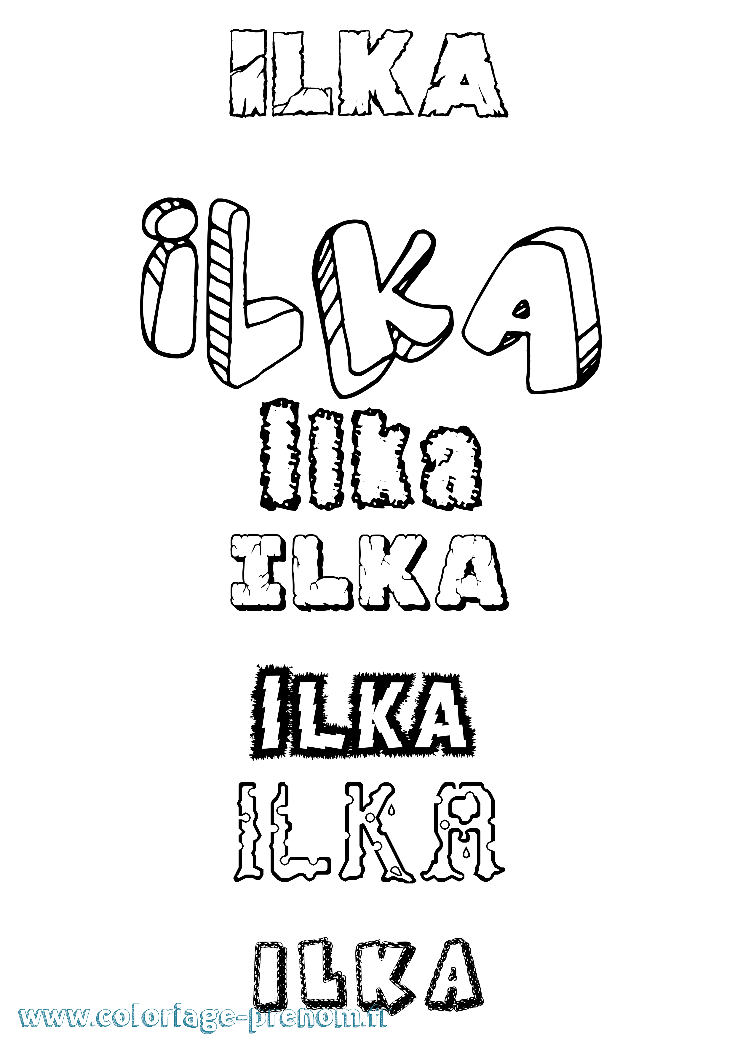 Coloriage Ilka Destructuré Coloriage prénom Ilka Destructuré