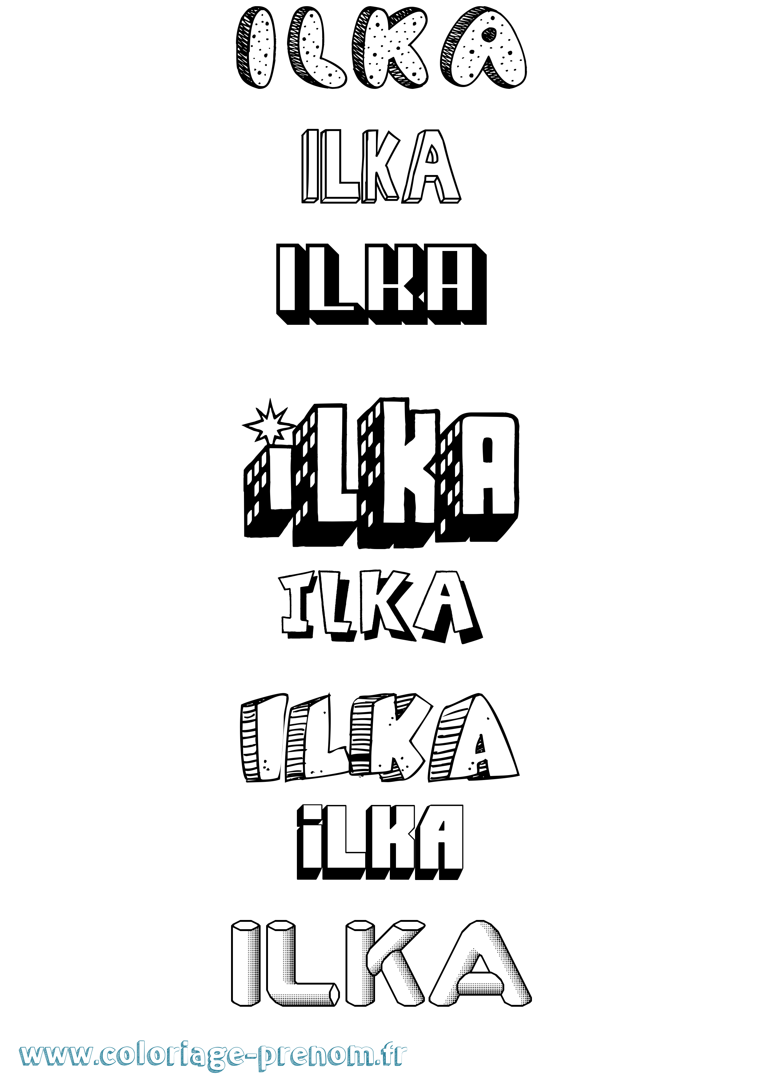Coloriage Ilka Effet 3D Coloriage prénom Ilka Effet 3D