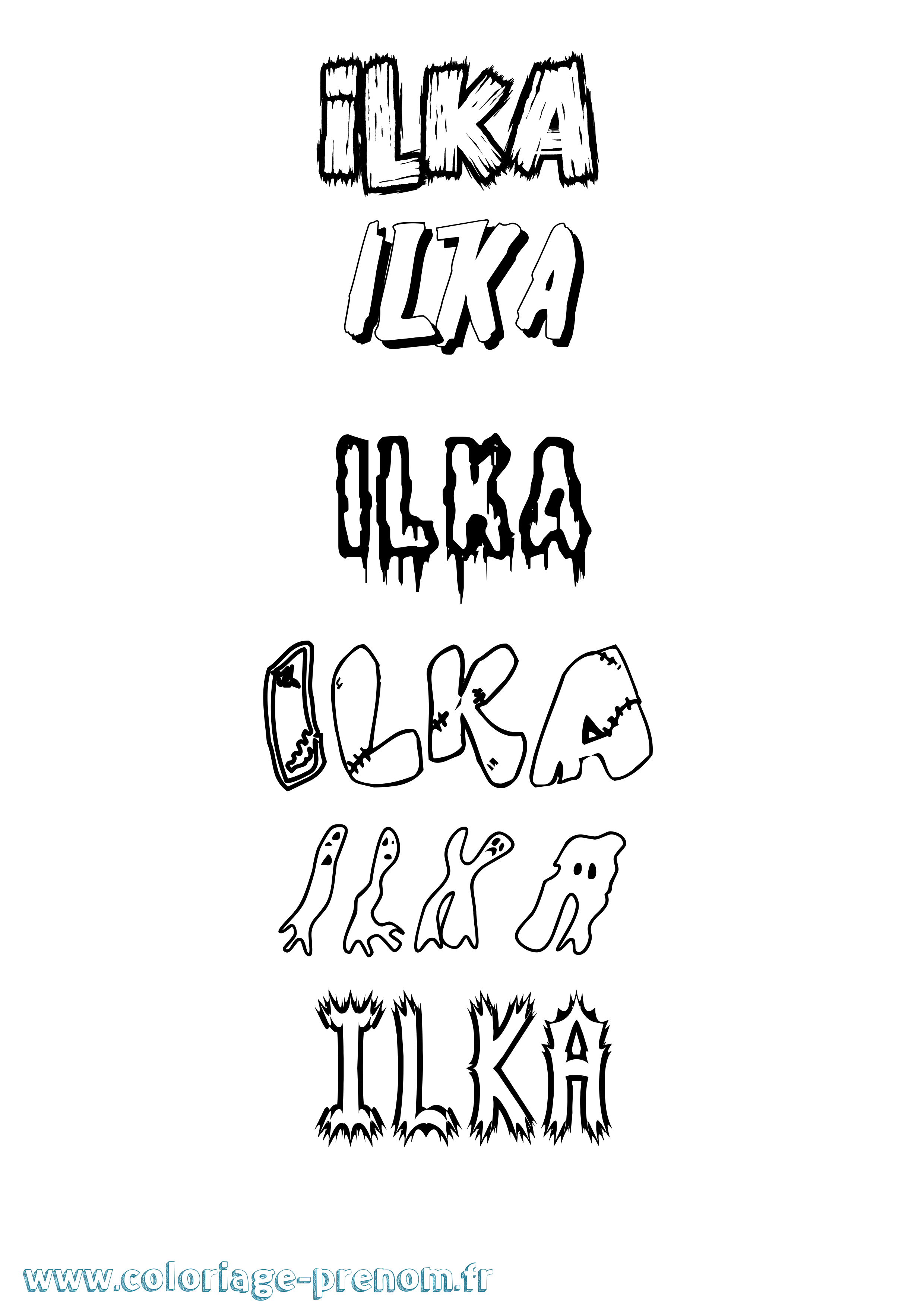 Coloriage Ilka Frisson Coloriage prénom Ilka Frisson