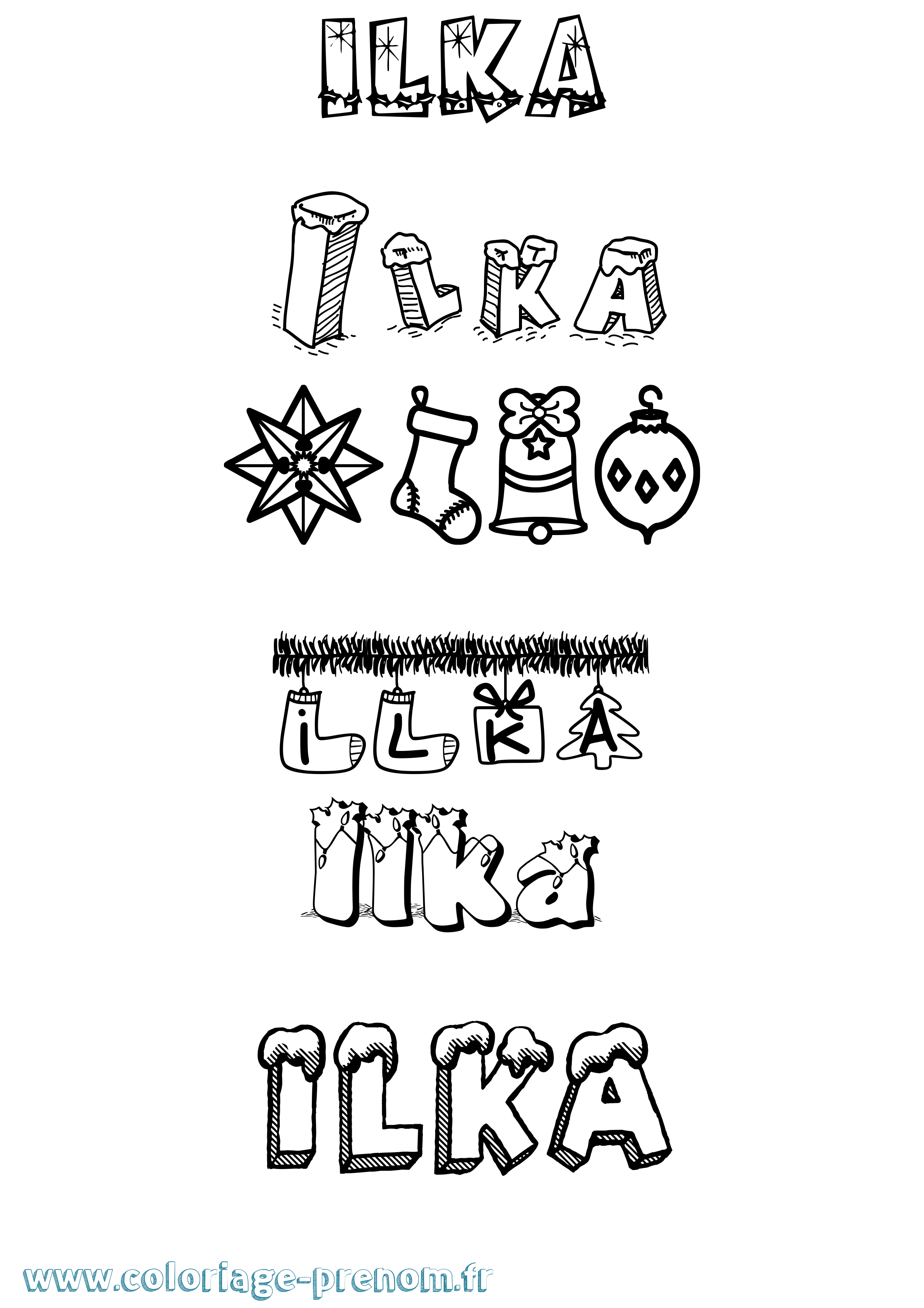 Coloriage Ilka Noël Coloriage prénom Ilka Noël