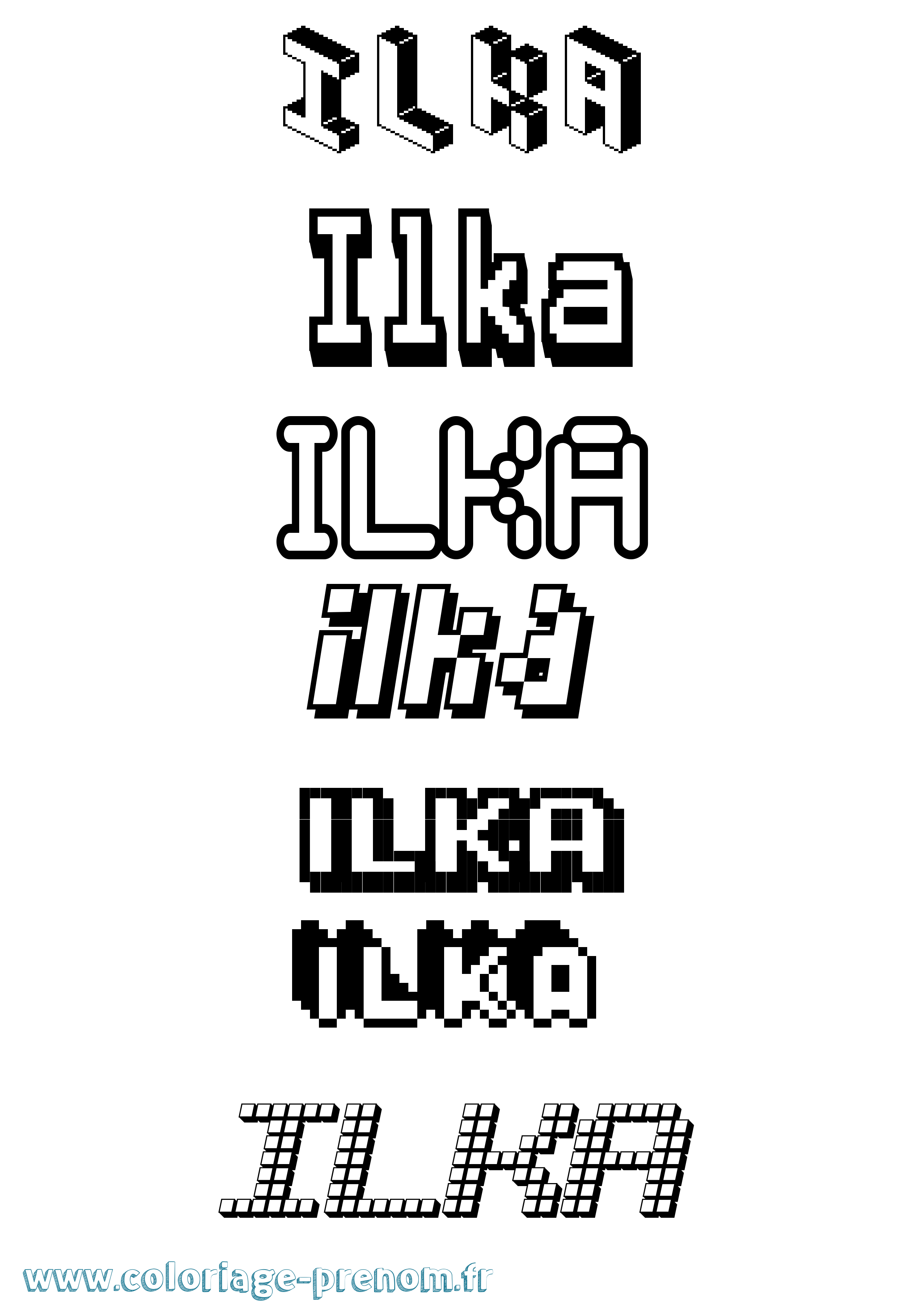 Coloriage Ilka Pixel Coloriage prénom Ilka Pixel