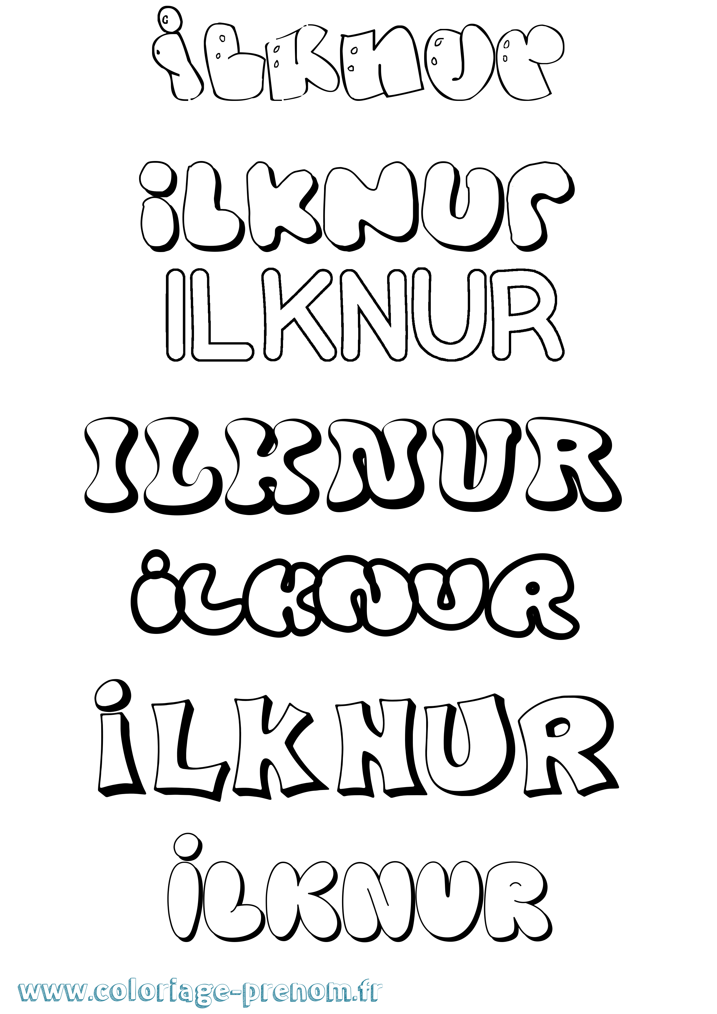 Coloriage Ilknur Bubble Coloriage prénom Ilknur Bubble